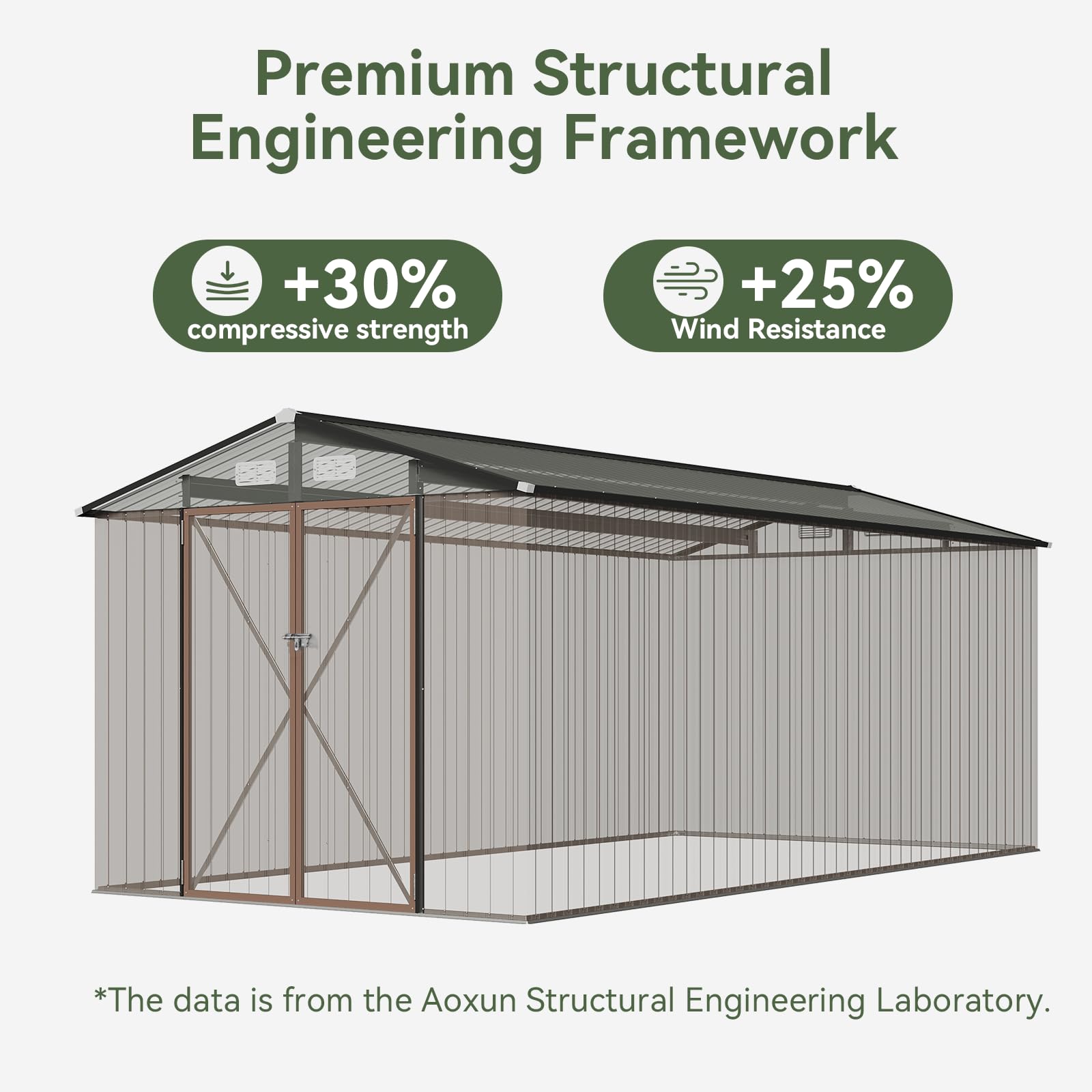 Aoxun 12x10 FT Shed Metal Outdoor Waterproof Storage Shed Steel Utility ...