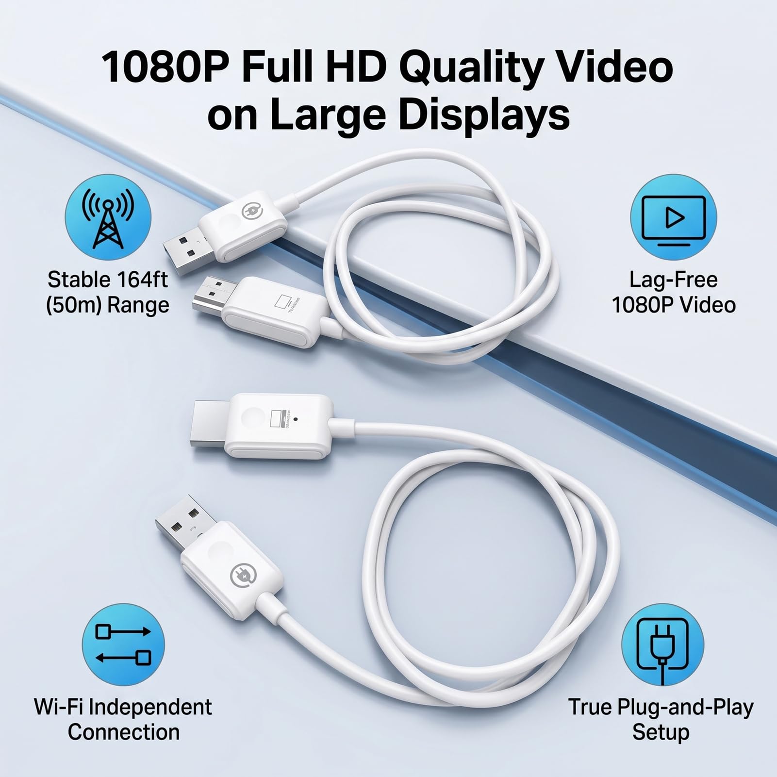 Jectse Bezprzewodowy Nadajnik i Odbiornik Multimedialny HD, Zestaw Przedłużacza USB 1080P Plug and Play ze Stabilnym Transferem Bez opóźnień do 50 M, do Laptopa TV Box, spotkań,