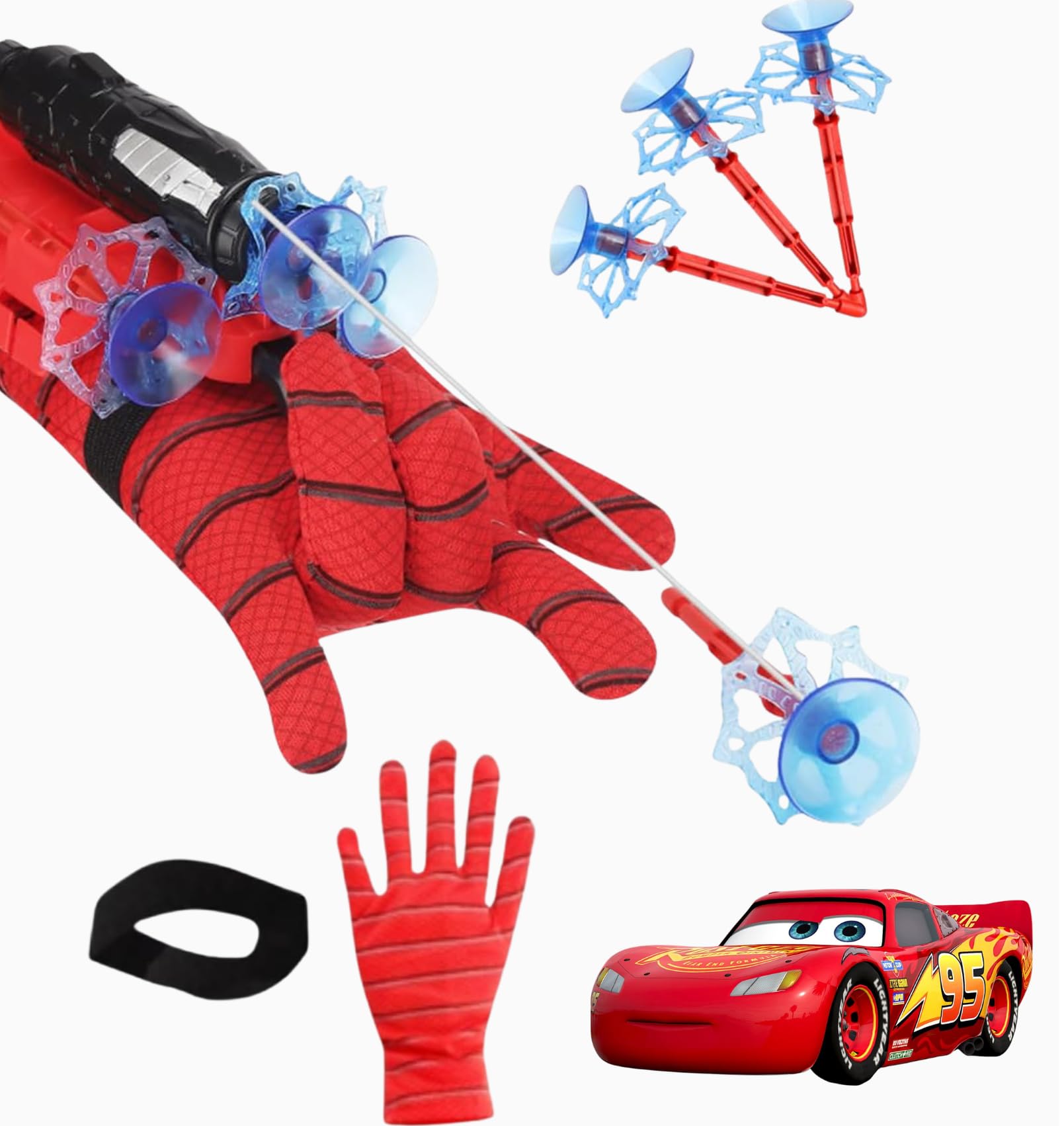 HOME RISE Spider Web Shooter Toy for Kids with Gloves & Suction Darts + Mini Car | Action Shooting Toy Set for Boys & Girls (3+ Years) | Birthday Gift Combo
