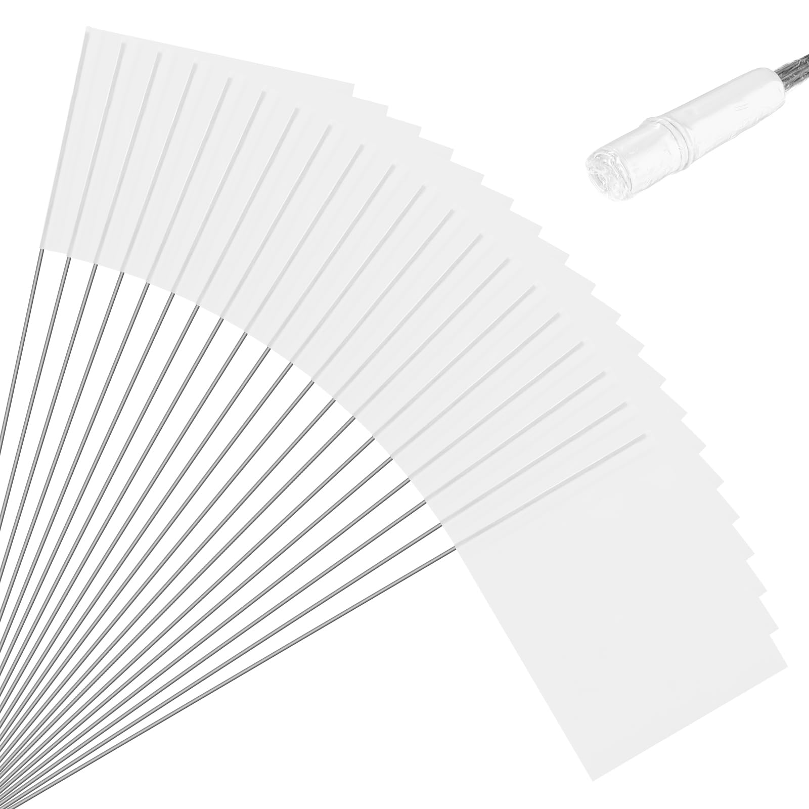M METERXITY 20-Pack Blank Marking Flags, 15x5.1x4 Inch Waterproof Yard Flags Marking for Lawn/Garden/Irrigation/Landscape/Sprinkler/Survey/Dog Training/DIY [White]