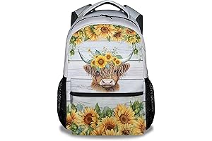 Cute Cow Backpack for Girls: Highland Cow Print Bookbag