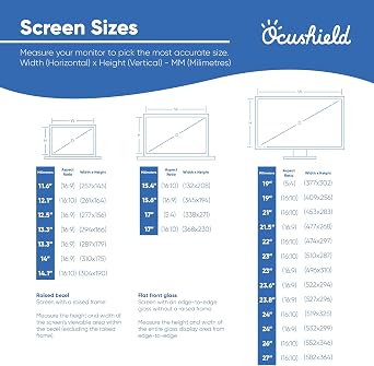 Ocushield 13.3 Premium Anti Blue Light Screen Protector with Privacy Filter for Laptops and Computer Monitors - Anti-Glare - Easy Install - Anti-Fingerprint - Reduce Eye Fatigue (294 x 166 mm)