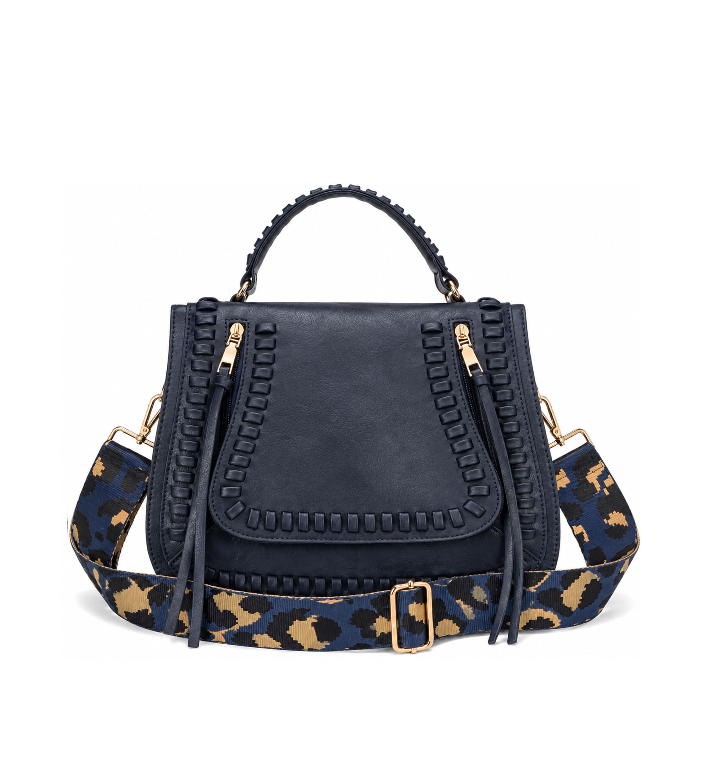 KingTo Vintage Crossbody Handbag for Women, Multi Pocket Guitar Strap