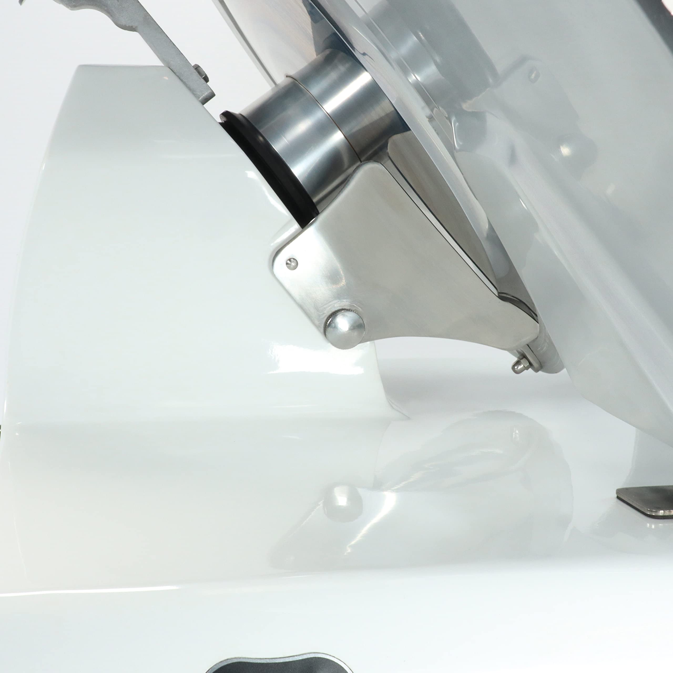 Palatina Werkstatt ® Berkel Red Line 300 | Affettatrice a gas | Diametro lama 300 mm | Bianco | Affettatrice integrata | + tagliere in legno di barile