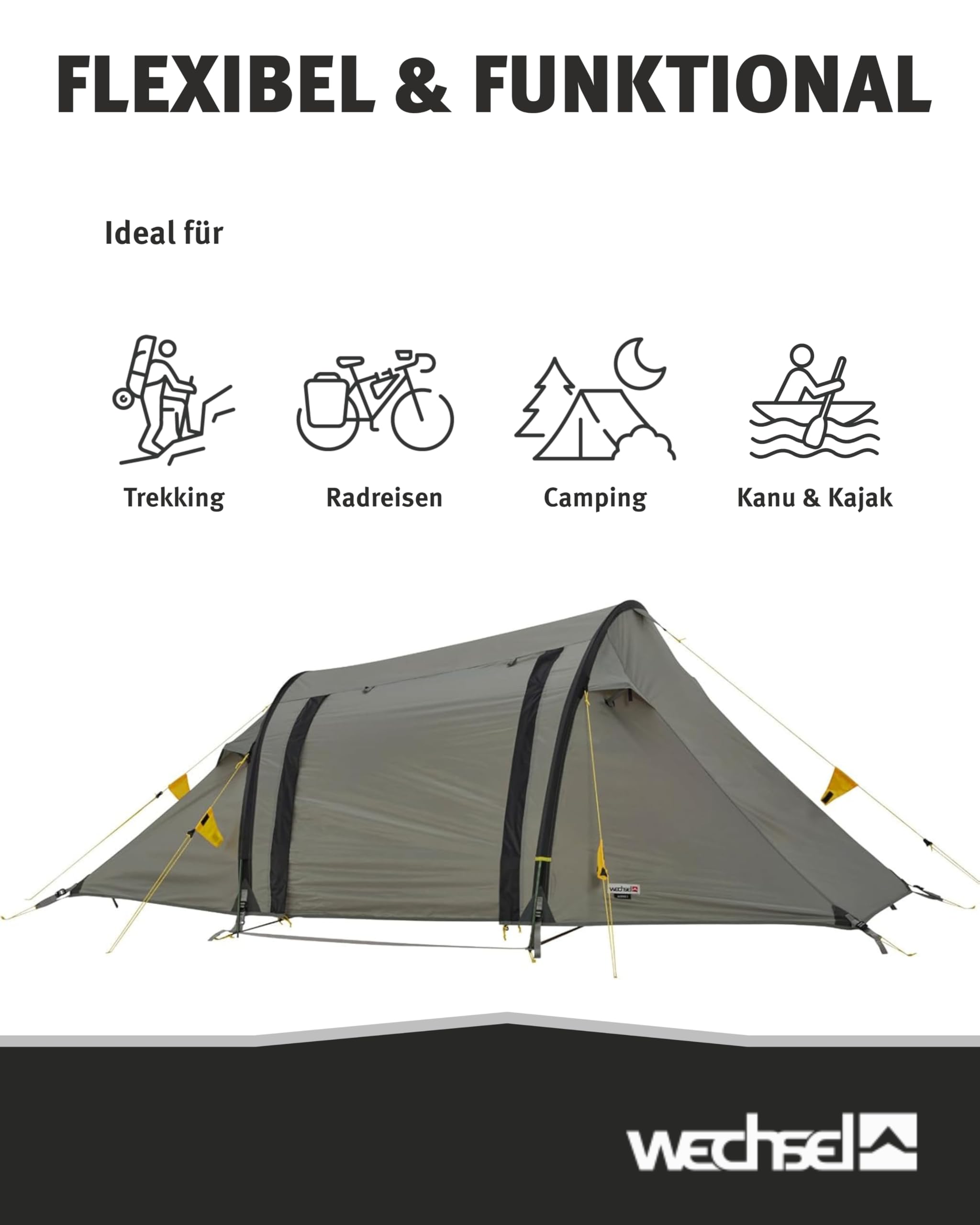 Wechsel Groundsheet Aurora I Schwarz I robuste Zelt-Unterlage Boden I Zeltplane wasserdicht mit 7000mm Wassersäule I Bodenplane aus 75D Polyester I Camping-Plane zum Schutz vor Nässe & Schmutz