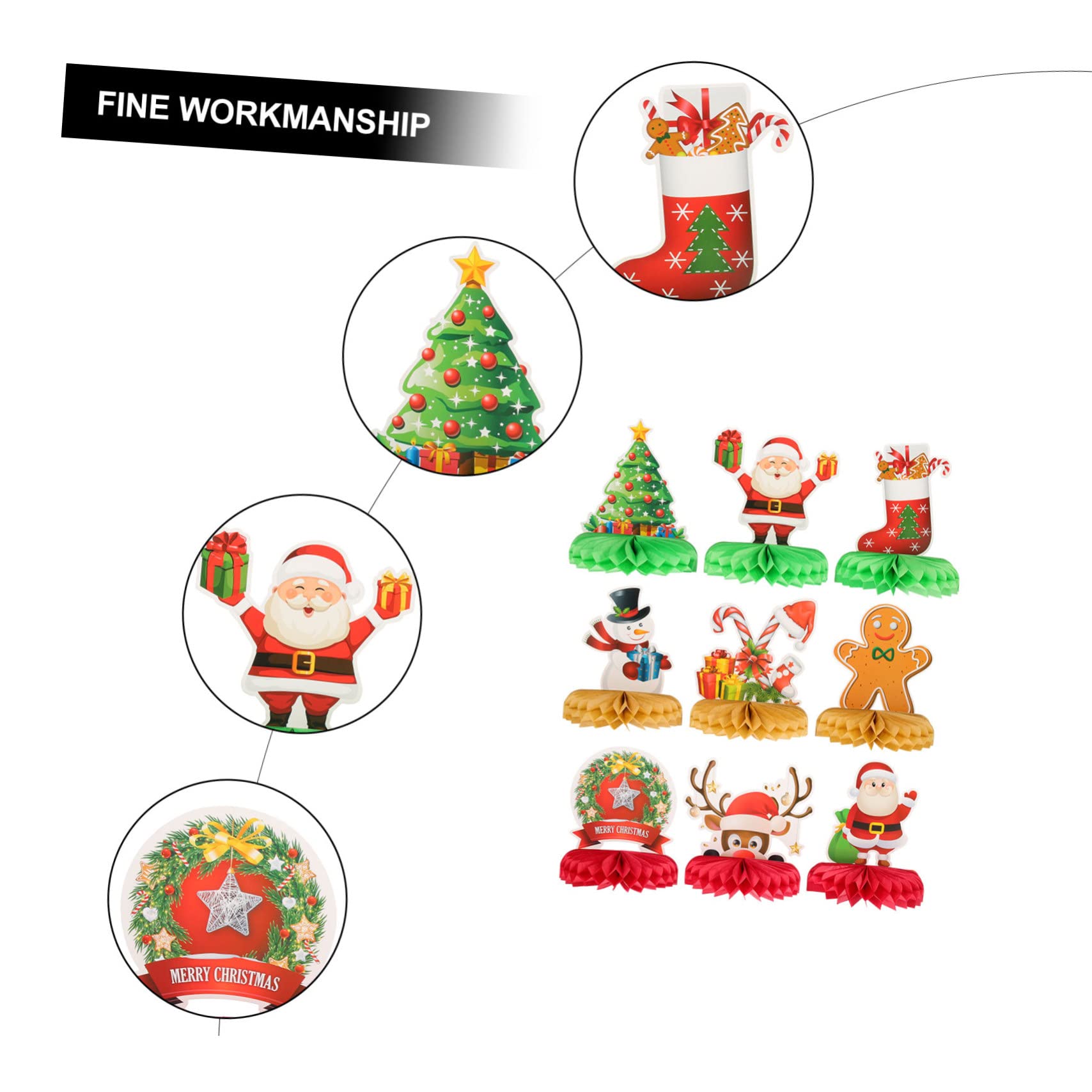 BESTonZON 27piezas Decoraciones De Panal De Navidad Adornos Festivos Para Mesa y Fiestas Centro De Mesa De Panal Para Celebraciones Navideñas