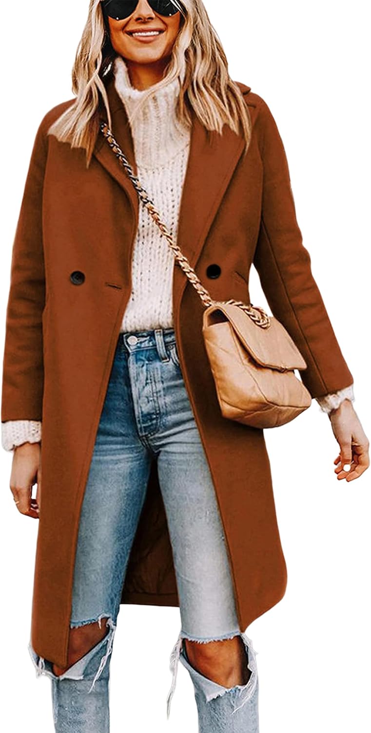 Tanming Notch Lapel Wool Blend Coat