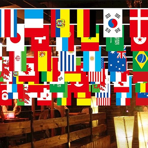 Miniatura 5 de Bandera de cuerda de la Copa del Mundo de 32 países, bandera internacional de la Copa Mundial de Fútbol de Qatar 2022, banderines para fiestas de la