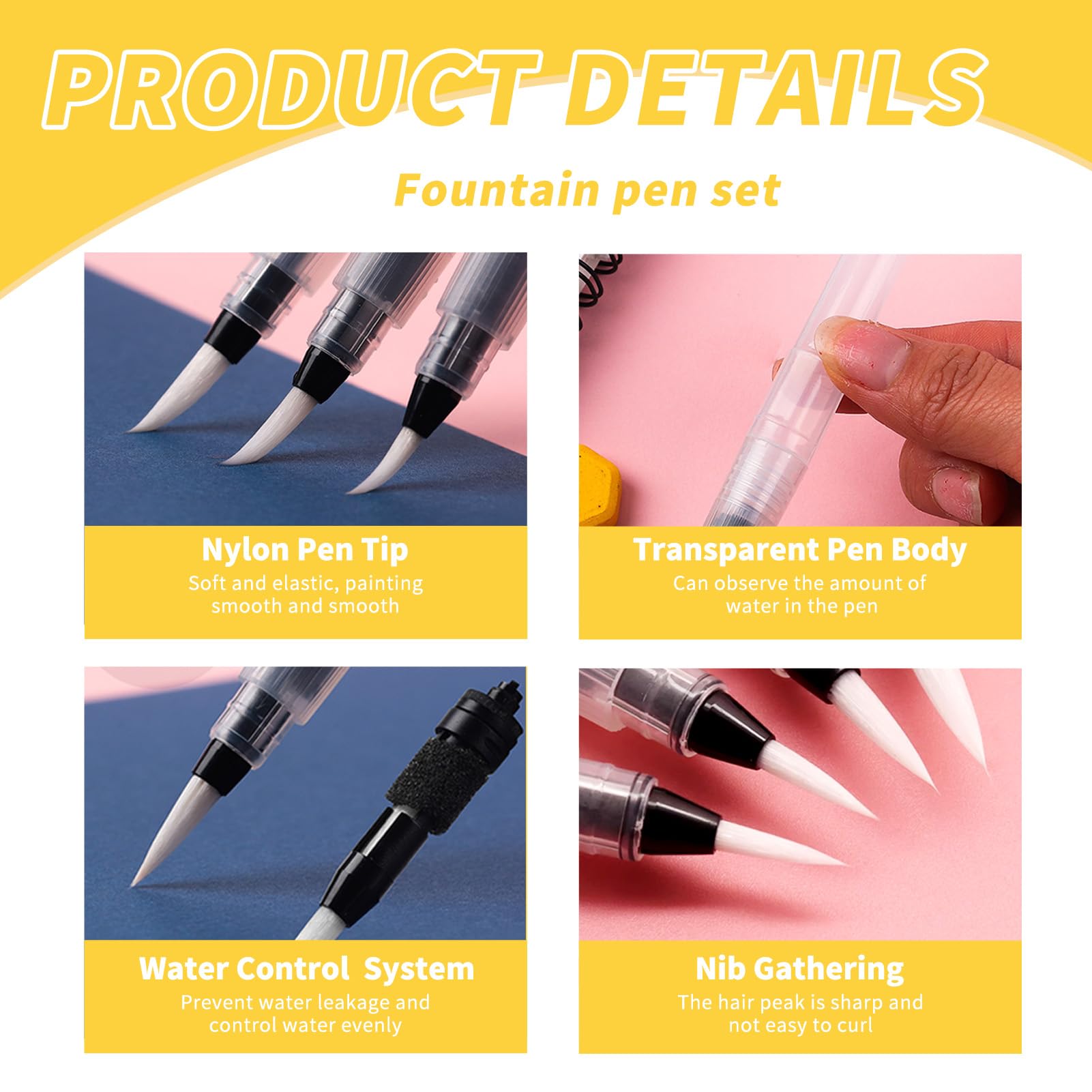 Pincel De Agua 6Pcs Pinceles Acuarela, Water Brush Con Acuarela