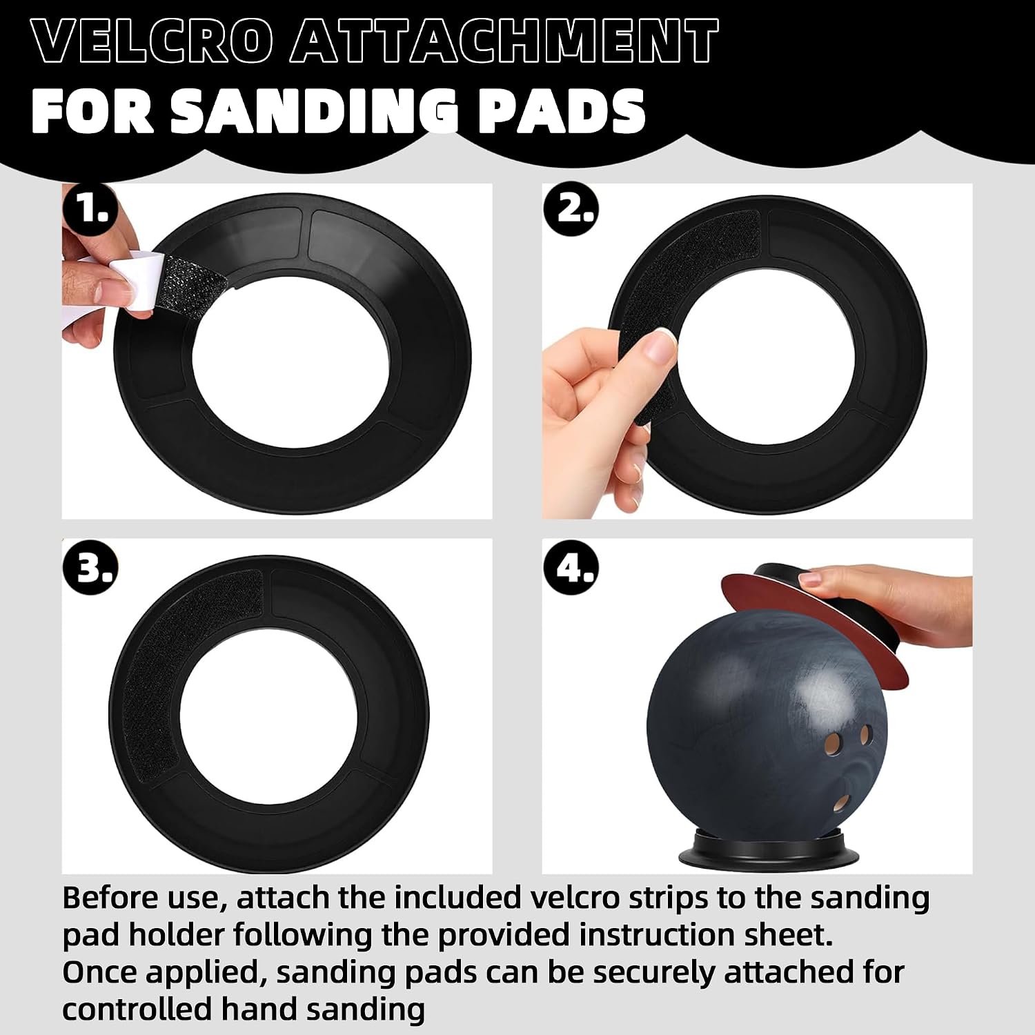 TonGass Universal Bowling Sanding Pad Holder, Handheld Surface Prep Tool for Bowling Balls, Fits Round Sanding Pads, Manual Resurfacing and Cleaning Accessory - Black, 3-Pack