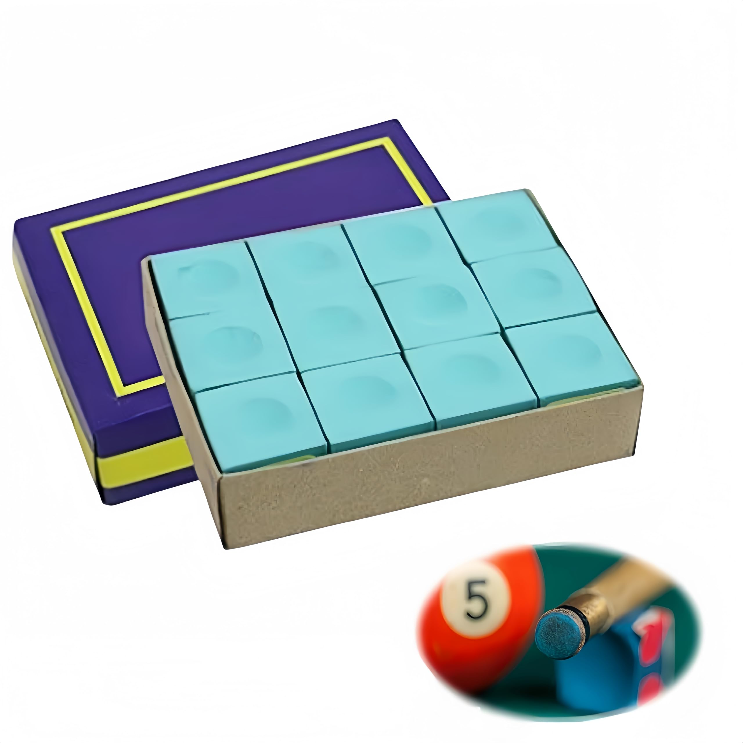 HONGLINSONG 12 Pcs Snooker Pool Cue Chalk, Green Pool Chalk, Non‑slip Strong Grip Dry Powder for Professional Athletes, Enthusiasts, Gyms, Families, Sports, Bars