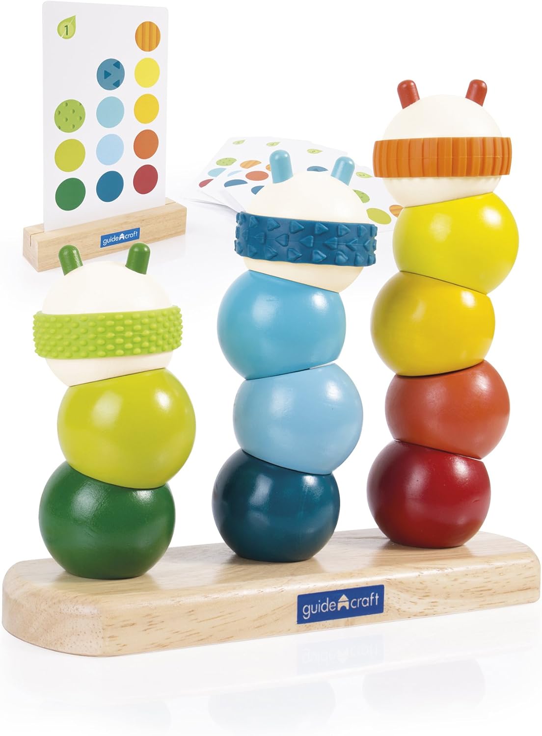 Guidecraft Caterpillar Stacking, Manipulative Toddler Toy - Kids Early Learning Development Toys, Wooden Educational Toy