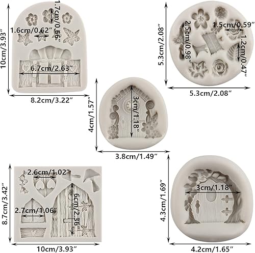 Miniatura 2 de Moldes de silicona encantados para jardín, hadas, gnomo, puerta de casa, ventana, molde de fondant de hongos para decoración de pasteles, decoración