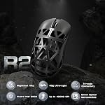ATTACK SHARK R2PRO 45g Souris en alliage de magnésium super-léger, PixArt PAW3950 Capteur, 42000DPI, 8000Hz Taux de sondage sans fil, 2,4G/BT/Wired Gaming Mouse, souris programmable avec câble enrouleur, PC/Mac, gris