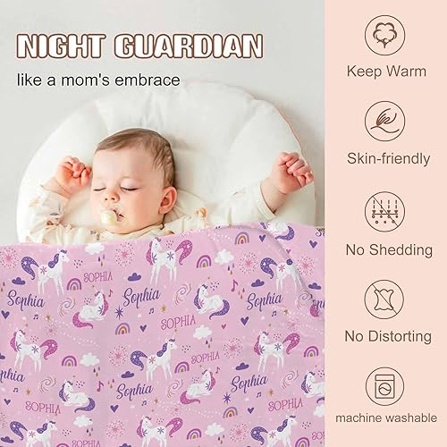Miniatura 62 de Artsadd Personalized Baby Blanket for Girls Boys, Custom Baby Blankets with Name Customized Throw Blanket for Kids Newborn Baby Shower Birthday Gifts