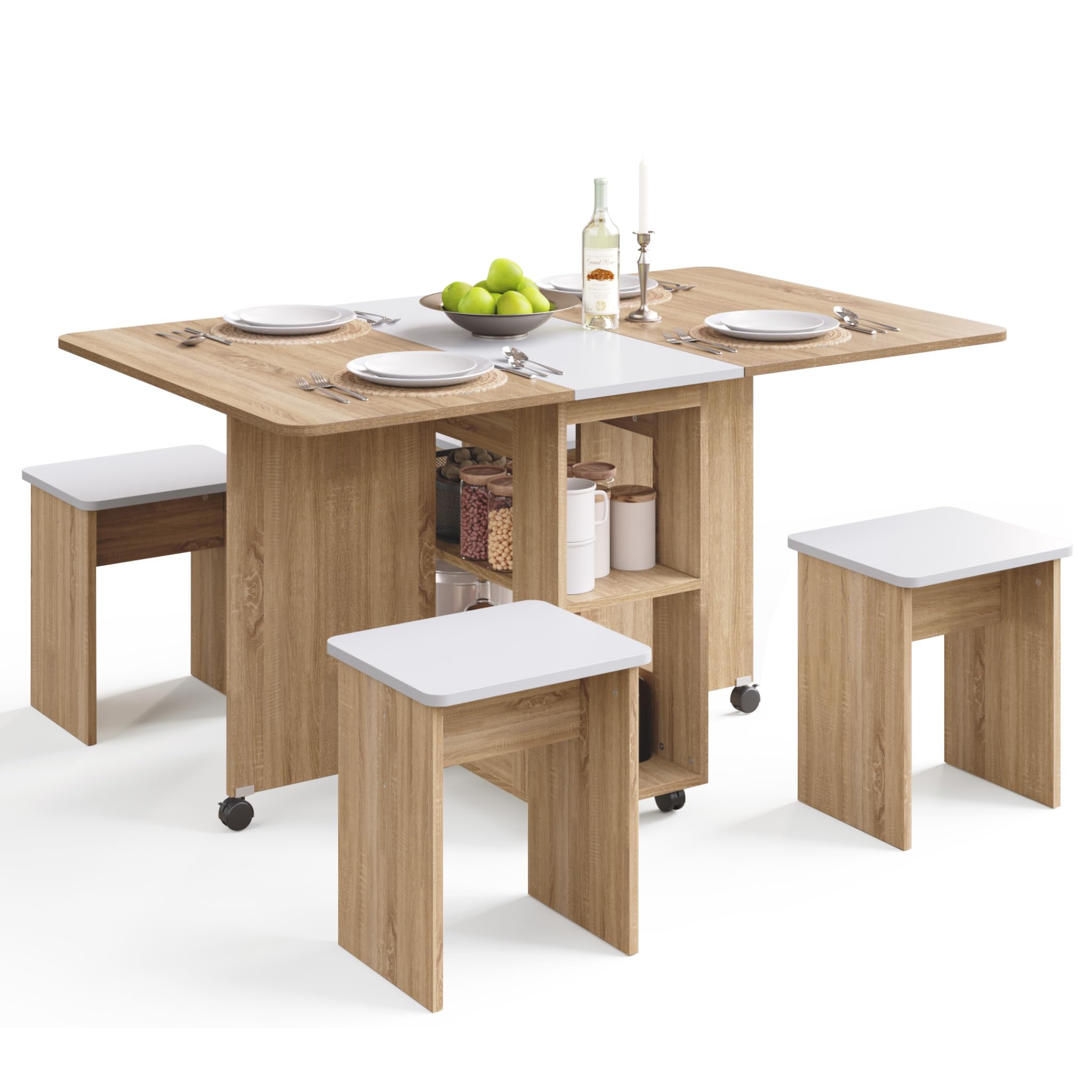 Amazon.com - Mondeer Folding Dining Table Set for 4, Drop Leaf