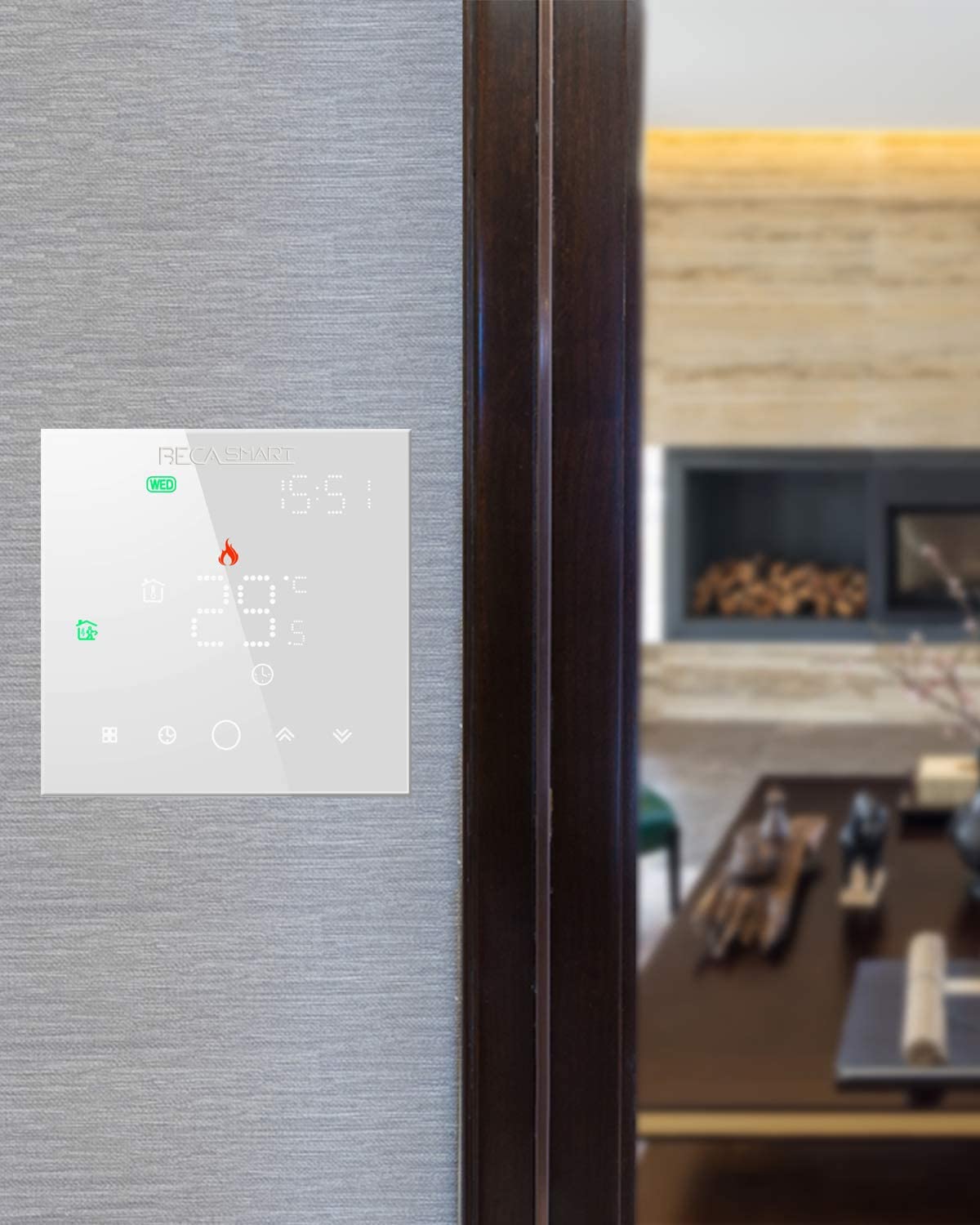Serise 003 WIFI Termostato Compatibile con Riscaldamento caldaia Controllo della programmazione cellulare Lavora con Alexa, Google Home (Riscaldamento caldaia, Bianco (WIFI))