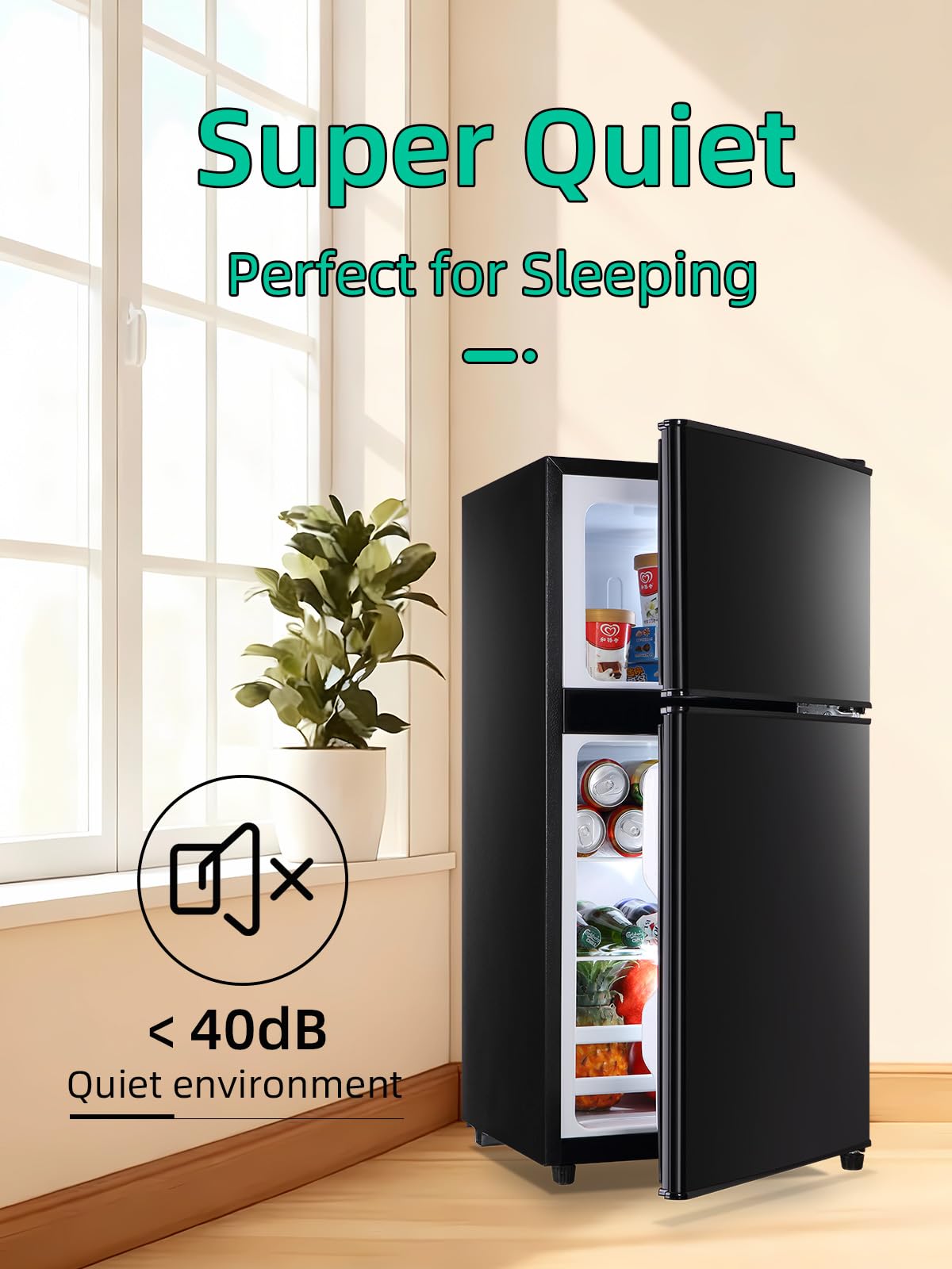 Krib Bling 3.5 Cu.Ft Refrigerators With Freezer, Fridge With 7 Level Temp Adjustable Thermostat, Fridge For Apartment, Office, Basement, Black on Fridge.com - View 6