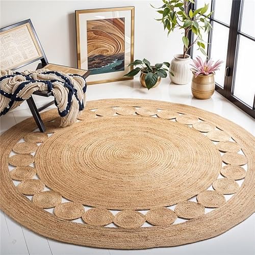 GRUHUM Jute Area Rug 6ft Natural Fiber Round Handmade Boho
