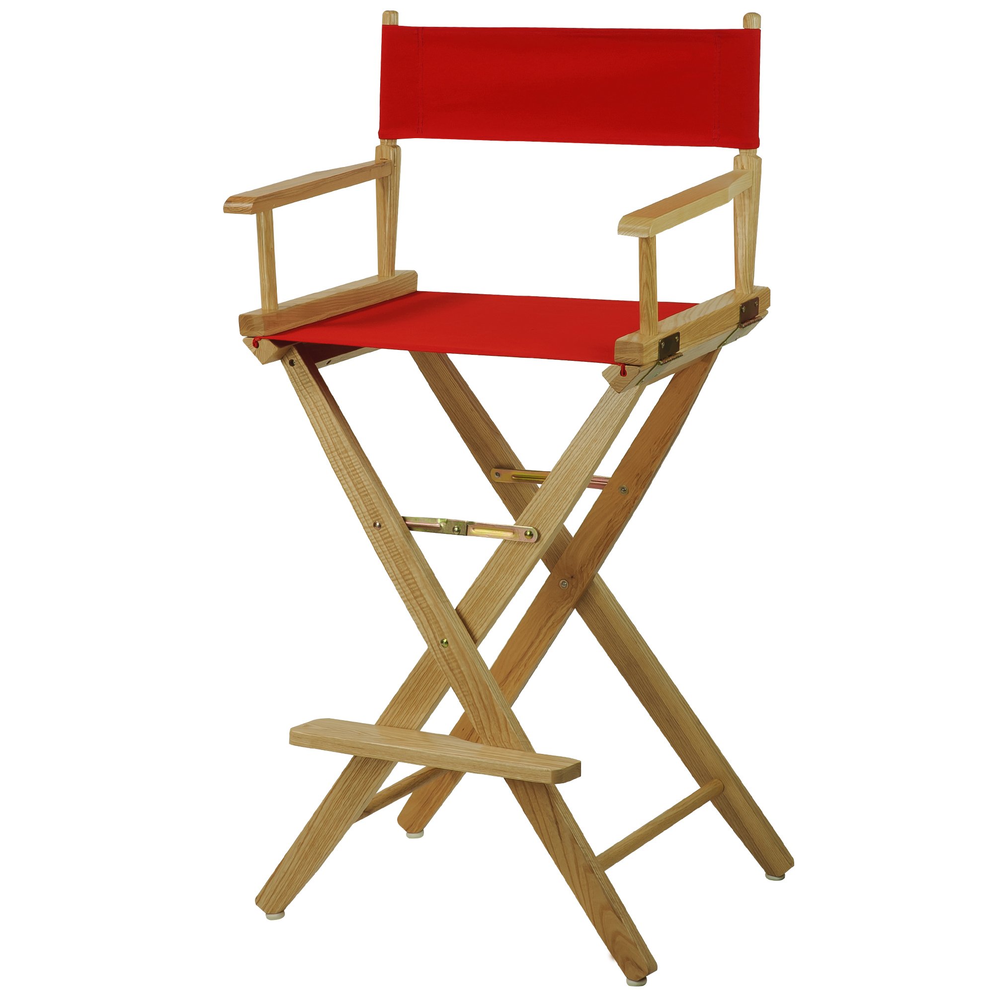 American Trails Extra-Wide Premium 30" Director's Chair Natural Frame with Red Canvas, Bar Height