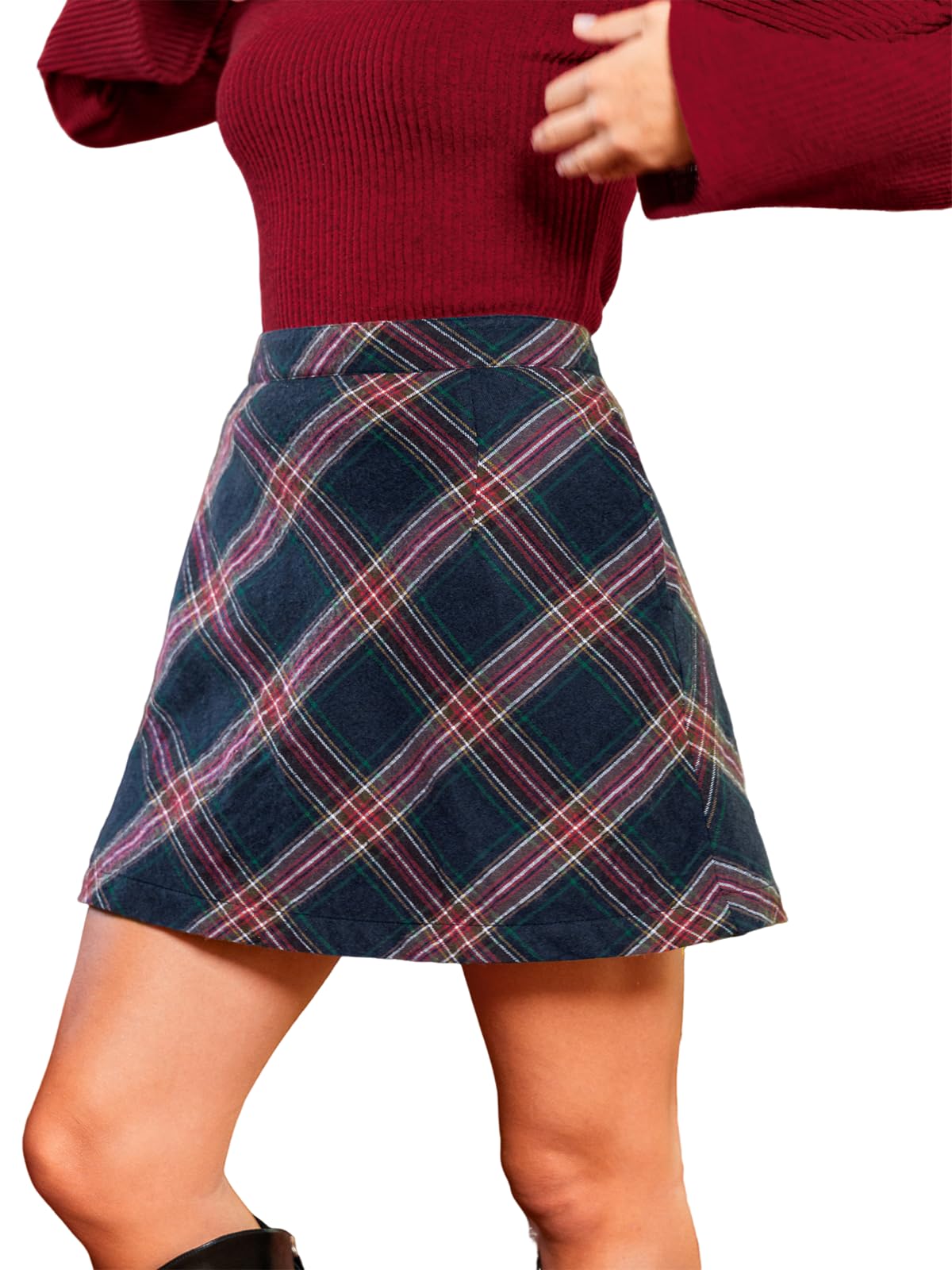 CUPSHE Womens High Waist Plaid Skirt Causal Bodycon Pencil Wool Mini Skirts Winter Fall A Line Elegent Outfits