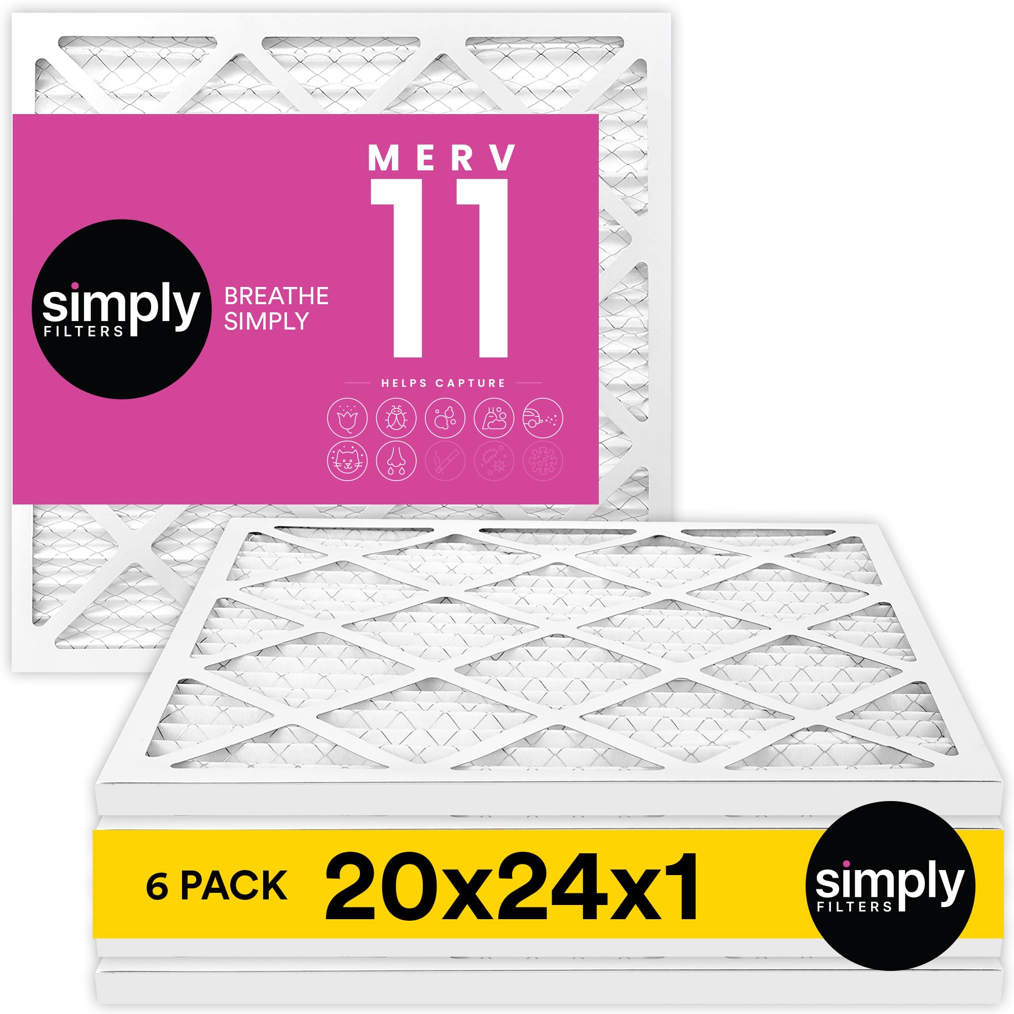 Simply by MervFilters 20x24x1 Air Filter, MERV 11, 6 Pack