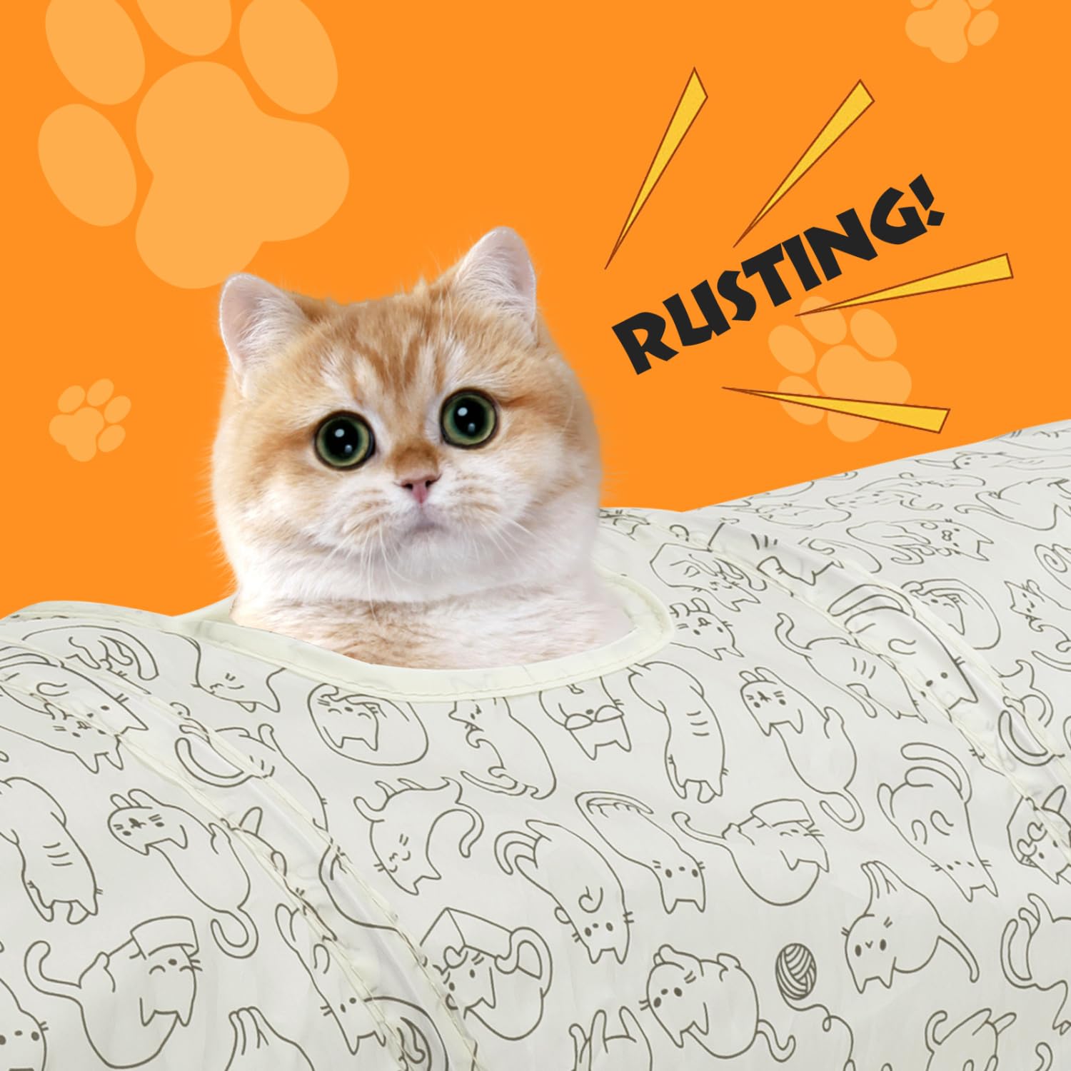 Nobleza - Tunnel per Gatti 2 in 1, Gioco Interattivo con Castello e 2 Sfere Sospese, Tunnel con 2 Fori per Interni ed Esterni, Ideale per Conigli, Cani e Animali Domestici, 24×94 cm & 45×64 cm