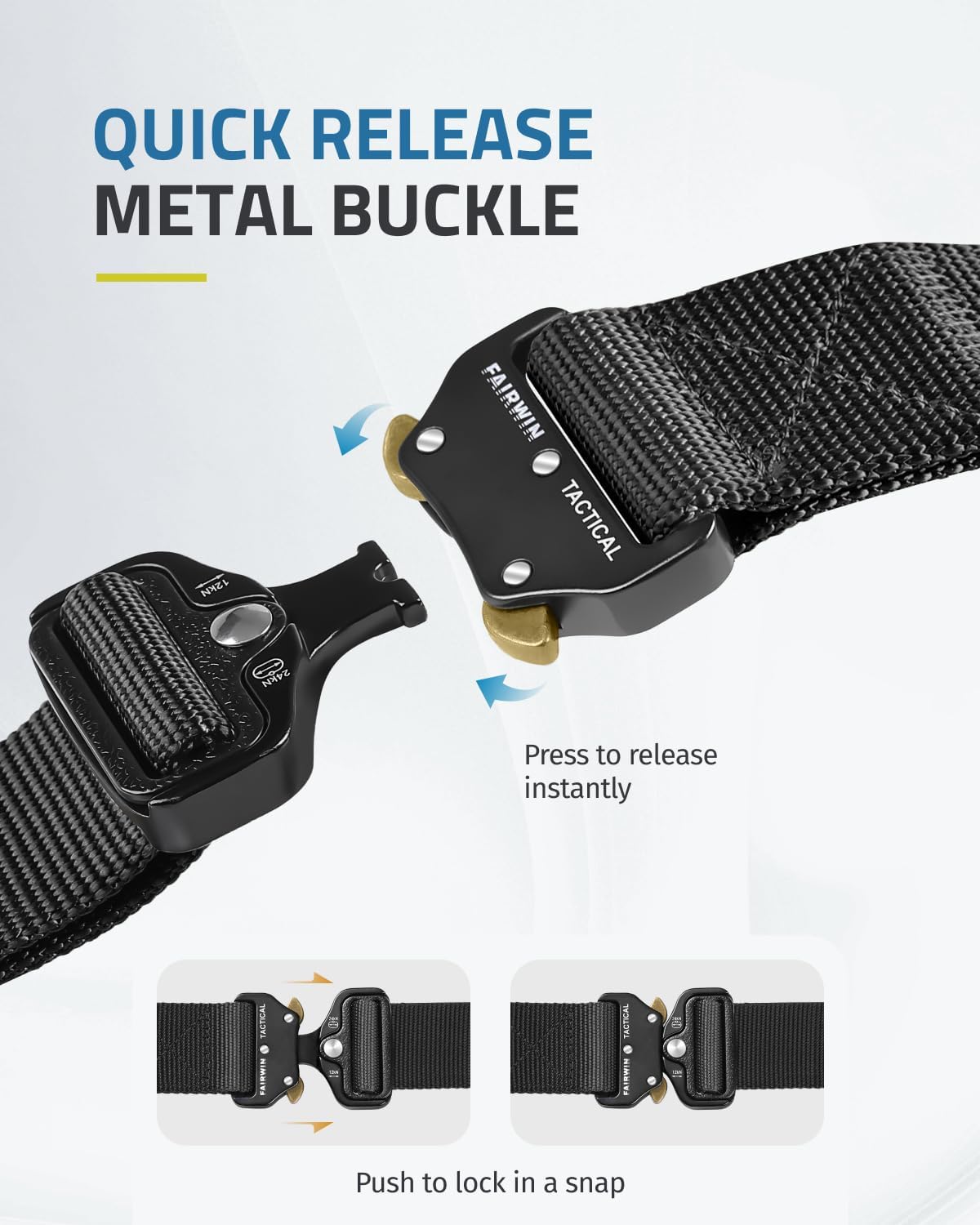 FAIRWIN Men's Tactical Belt, 2 Pack 1.5 Inch Military Tactical Belts for Men, Web Belt Nylon Belt - Work Tool Belt - Image 2