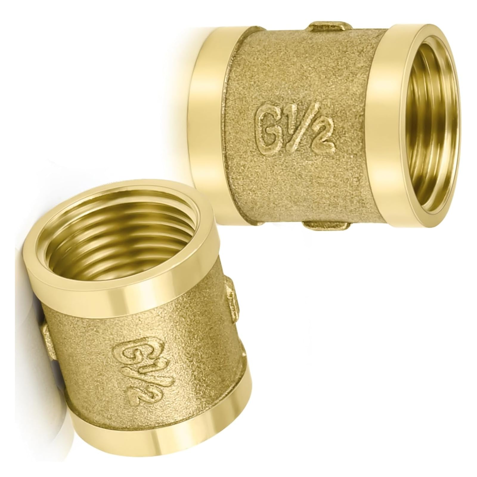 XuQiZZpp 2Pcs Resistant Copper Sleeve Adapters Pipe Couplers G1/2Inch Internal Threaded for Secure Plumbing Joints