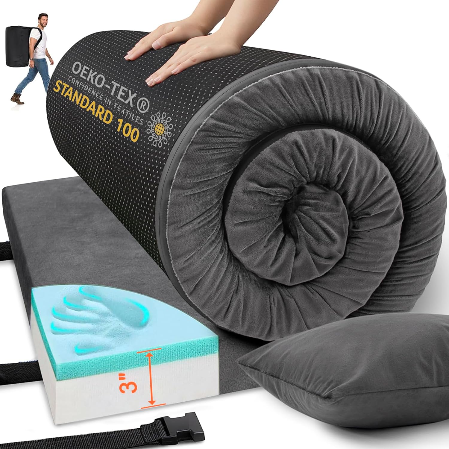 Memory Foam Camping Mattress 3" Thick