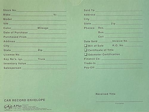 Miniatura 8 de A Plus Archivadores de concesionarios de vehículos automotrices #19 sobre de registro de coche – 500