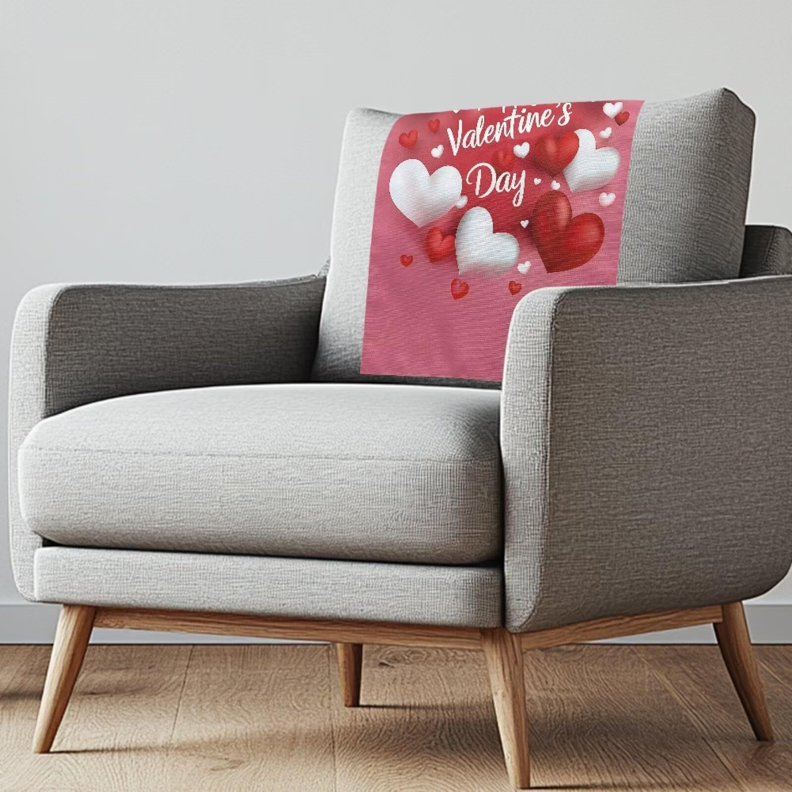 GLENLCWE Happy Valentines Day Recliner Headrest Protector for Living Room Headrest Cover for Chair 2 Pcs Recliner Headrest Covers