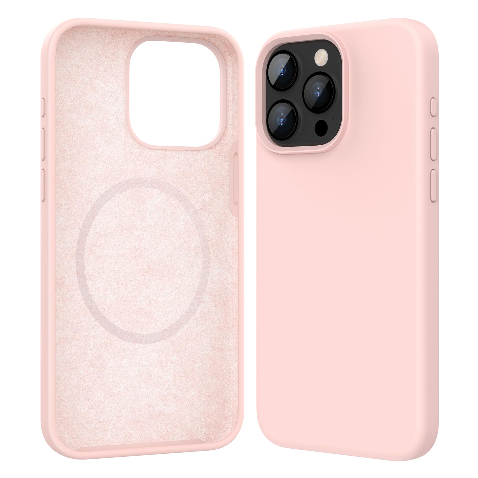 AGVEE Liquid Silicone Magnetic for iPhone 15 Pro Max Phone Case 6.7", Designed for Magsafe, Exquisite Workmanship Protective Cover, Shockproof & Slim Phone Case, Anti-Scratch, Pink