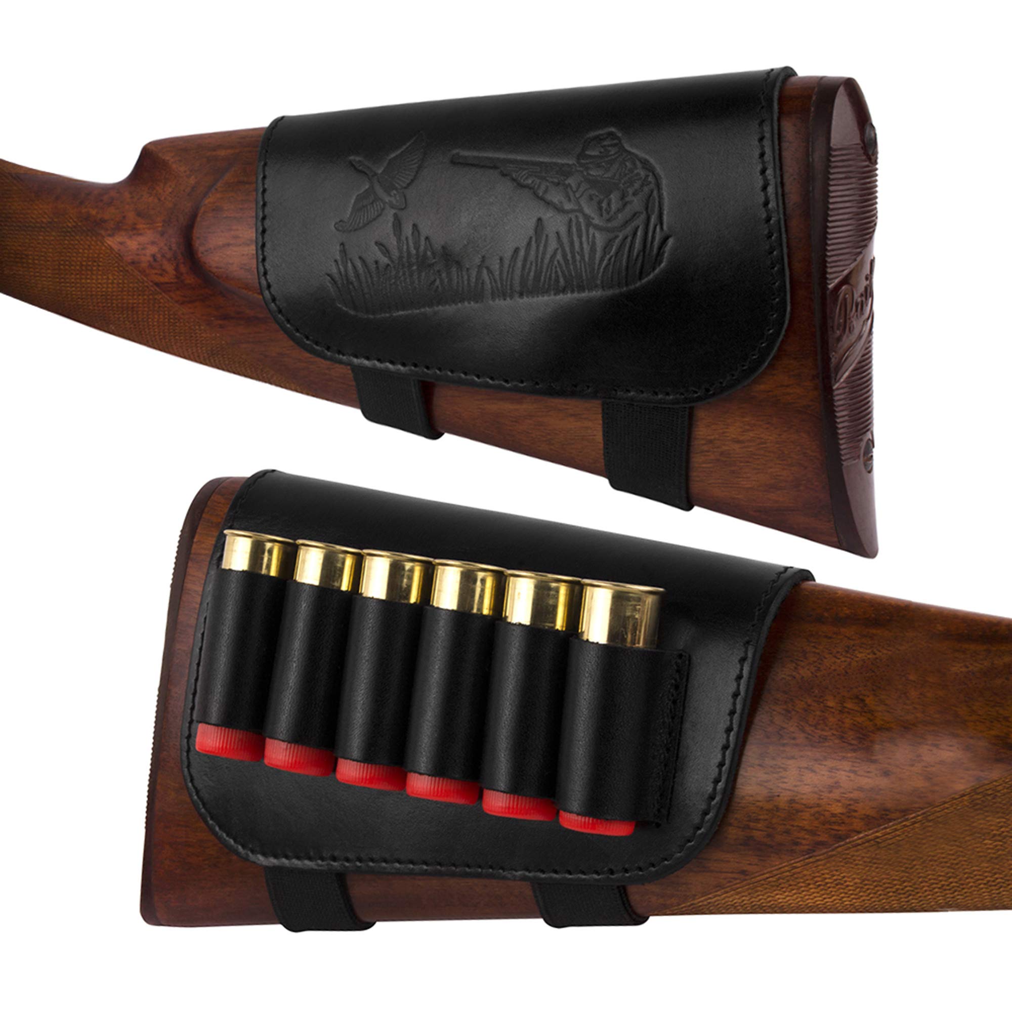 BRONZEDOG Genuine Leather Buttstock Ammo Holder Shotshell Carrier