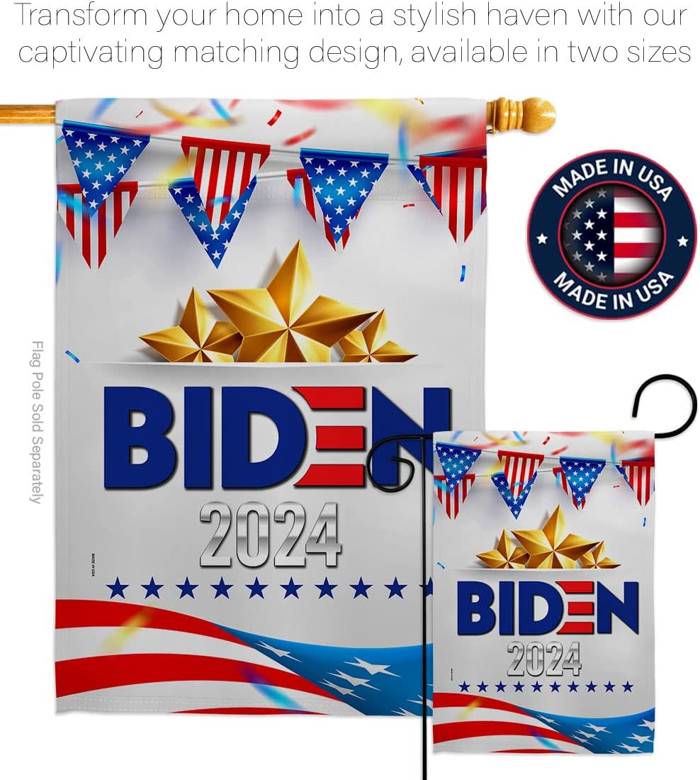 Biden Harris Flag 2020 Set Patriotic Vote President Democrat Republican Tea Party United State American Election Banner Small Yard Gift Double-Sided, 1 x House & 1 x Garden Flags, Thick Fabric