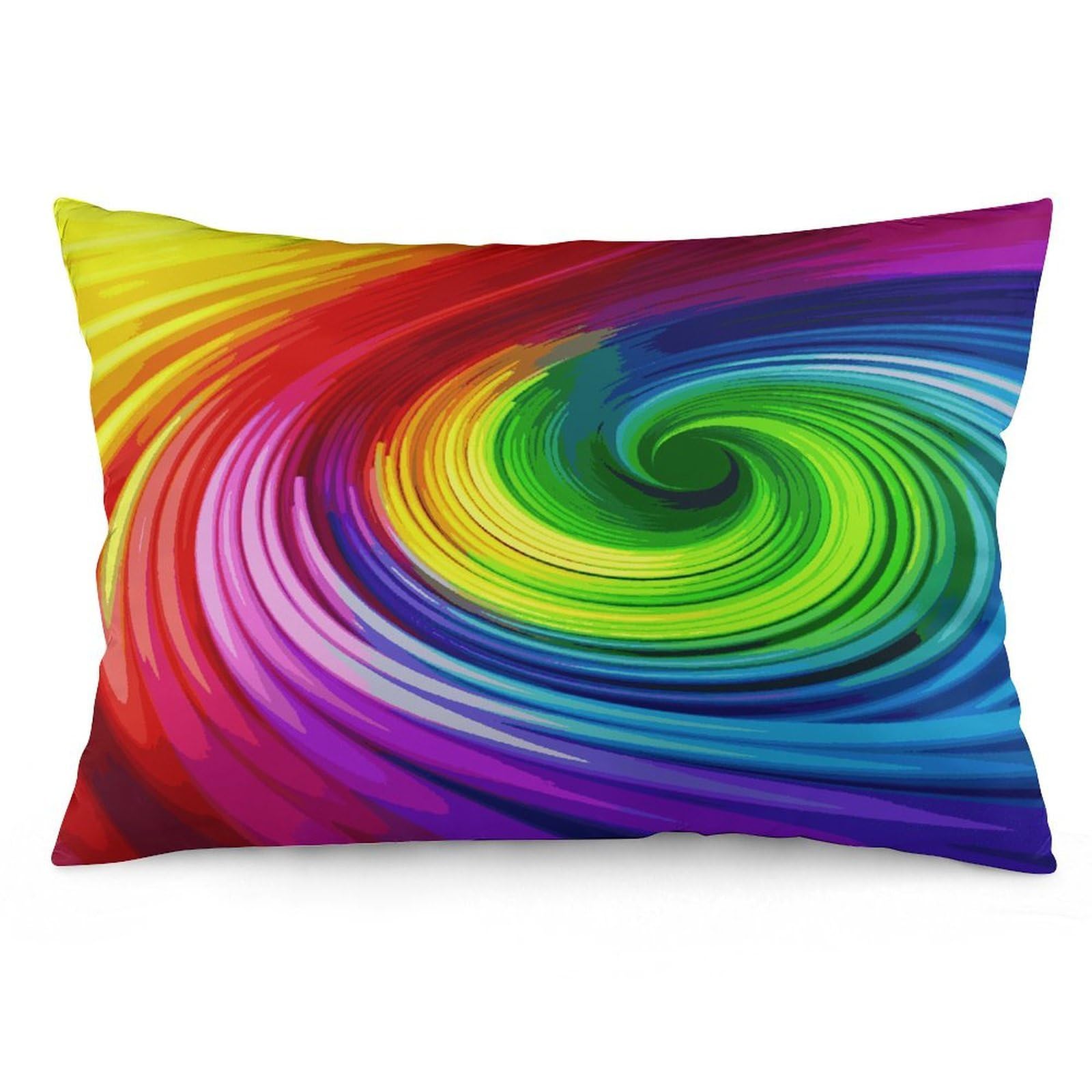 Rainbow Spiral Throw Pillow Covers with Silent Zipper Polyester Pillow Protectors Removable Pillow Cases Soft Pillowcase Cozy Pillow Sham Cushion Cover for Sofa Car Bed 12 "x20