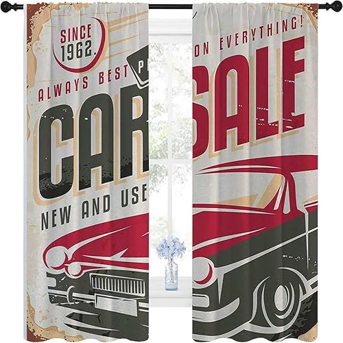 Cortinas opacas retro para habitación con bolsillo para barra, cortinas opacas para puerta temporal, 72 pulgadas de ancho por 85 pulgadas de largo