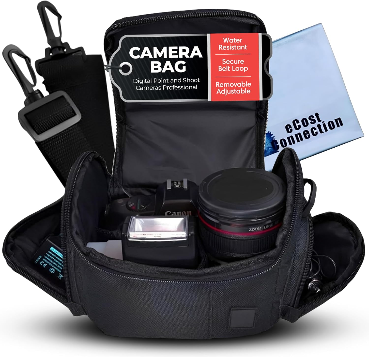 Medium Soft Padded Camera Bag Case for DSLR and Mirrorless Cameras – Fits Nikon, Canon, Sony, Pentax, Olympus, Panasonic, Samsung & More – Shockproof Protection for Lenses & Accessories