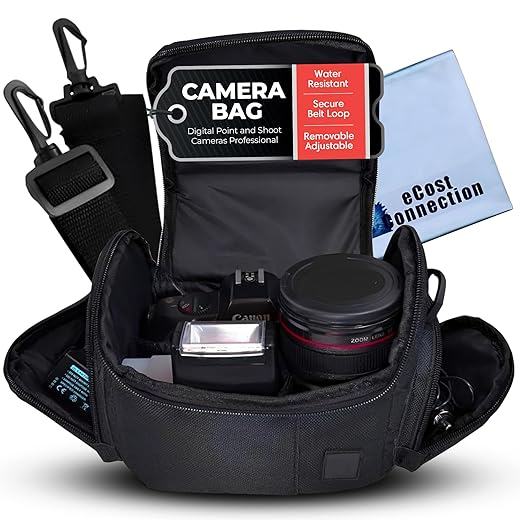 Medium Soft Padded Camera Bag Case for DSLR and Mirrorless Cameras – Fits Nikon, Canon, Sony, Pentax, Olympus, Panasonic, Samsung & More – Shockproof Protection for Lenses & Accessories