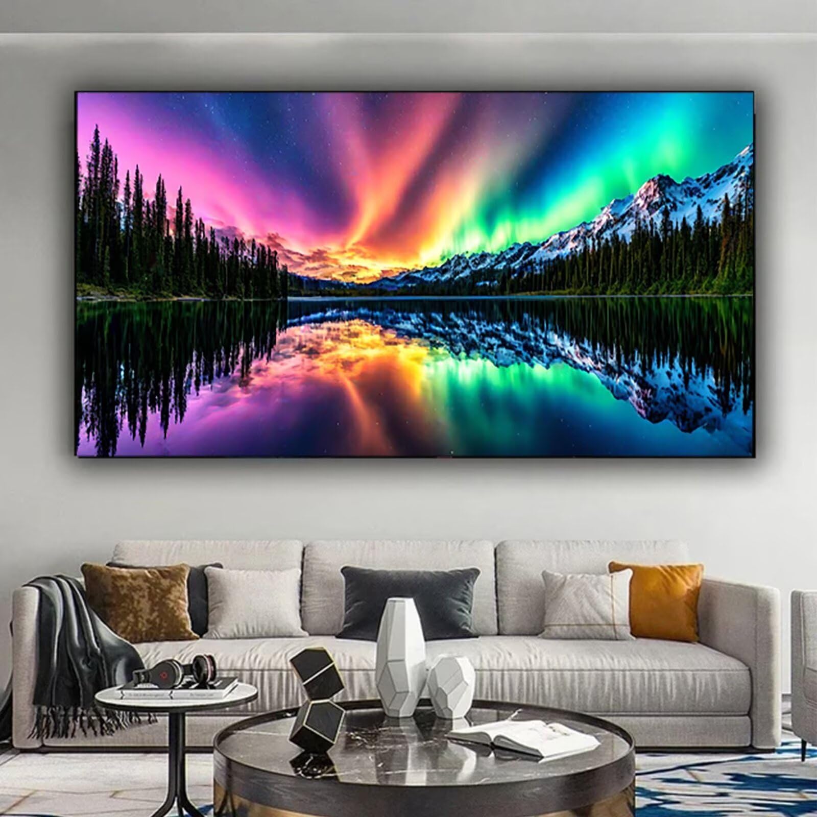 Malen nach Zahlen Kinder Aurora Malen Nach Zahlen Erwachsene, Geschenke für Mädchen Junge Bastelset Set, Malen nach Zahlen Berg | Malen nach Zahlen Ohne Rahmen, (60x120cm) Bastelset Erwachsene Q-9