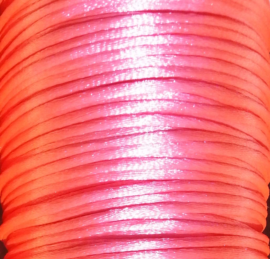 Mart-Mon Pink Satin Cord 2Mm X 5M Rattail Knotting Thread Durable For Crafts Bracelet Jewellery Making (Pink)