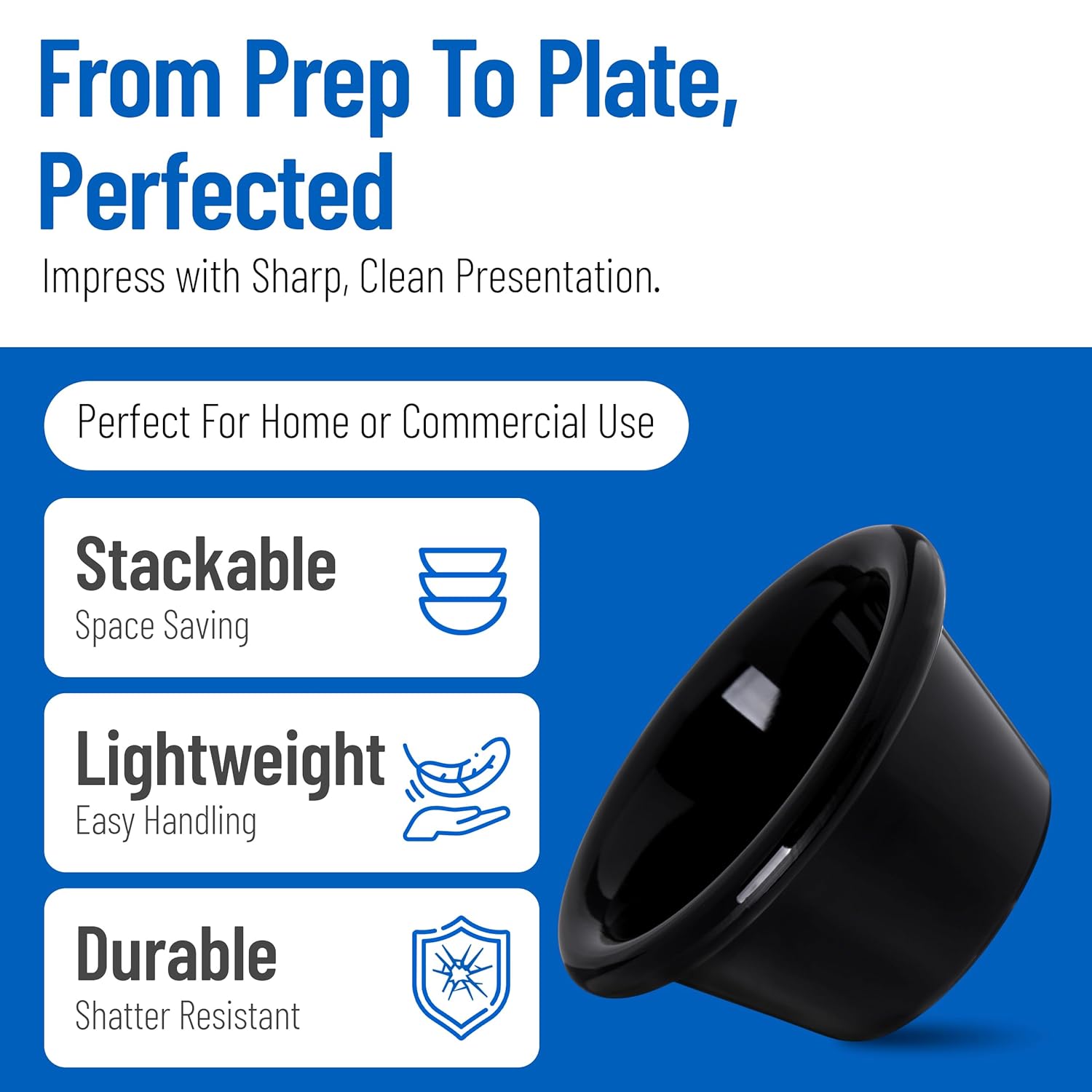 Carlisle FoodService Products 4312203 Black 2 Oz. Smooth Ramekin (Case of 48)