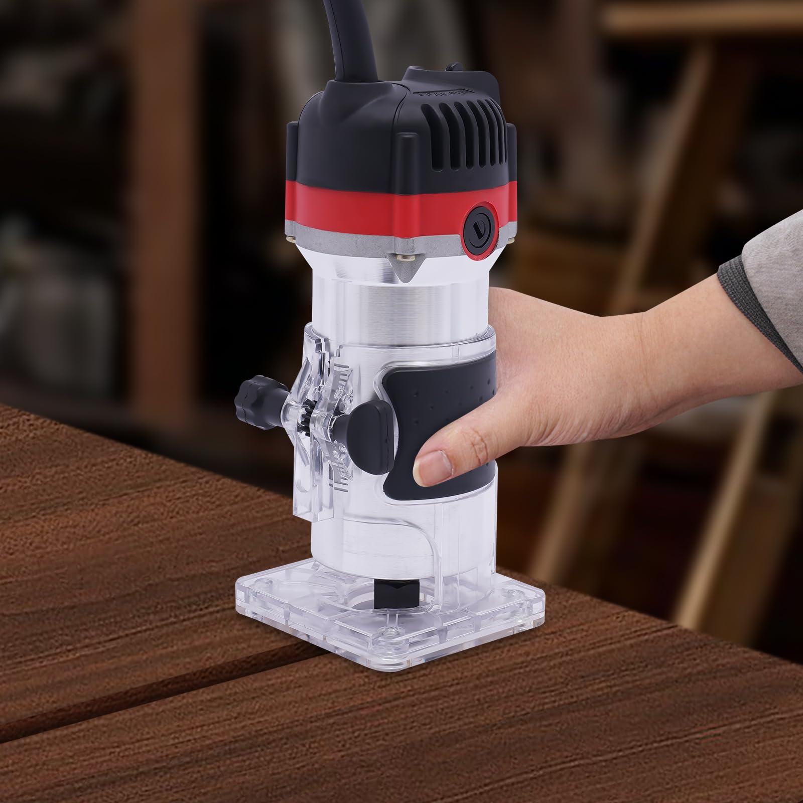 Taglierina a mano elettrica per legno, trimmer con una sola mano, fresatrice per bordi compatta, router per legno, fresa multifunzione, kit per router compatto, trimmer elettrico a mano