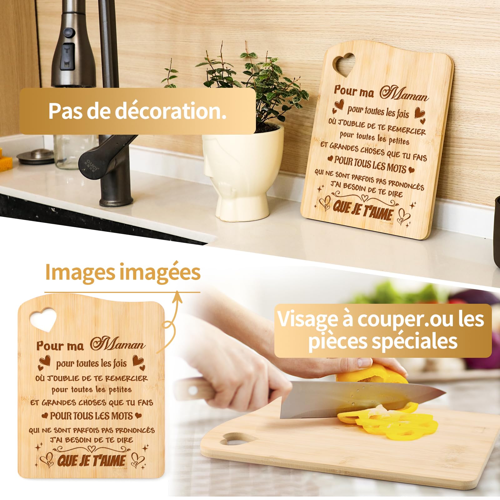 Planche à Découper Gravée Maman - Cadeau Personnalisé