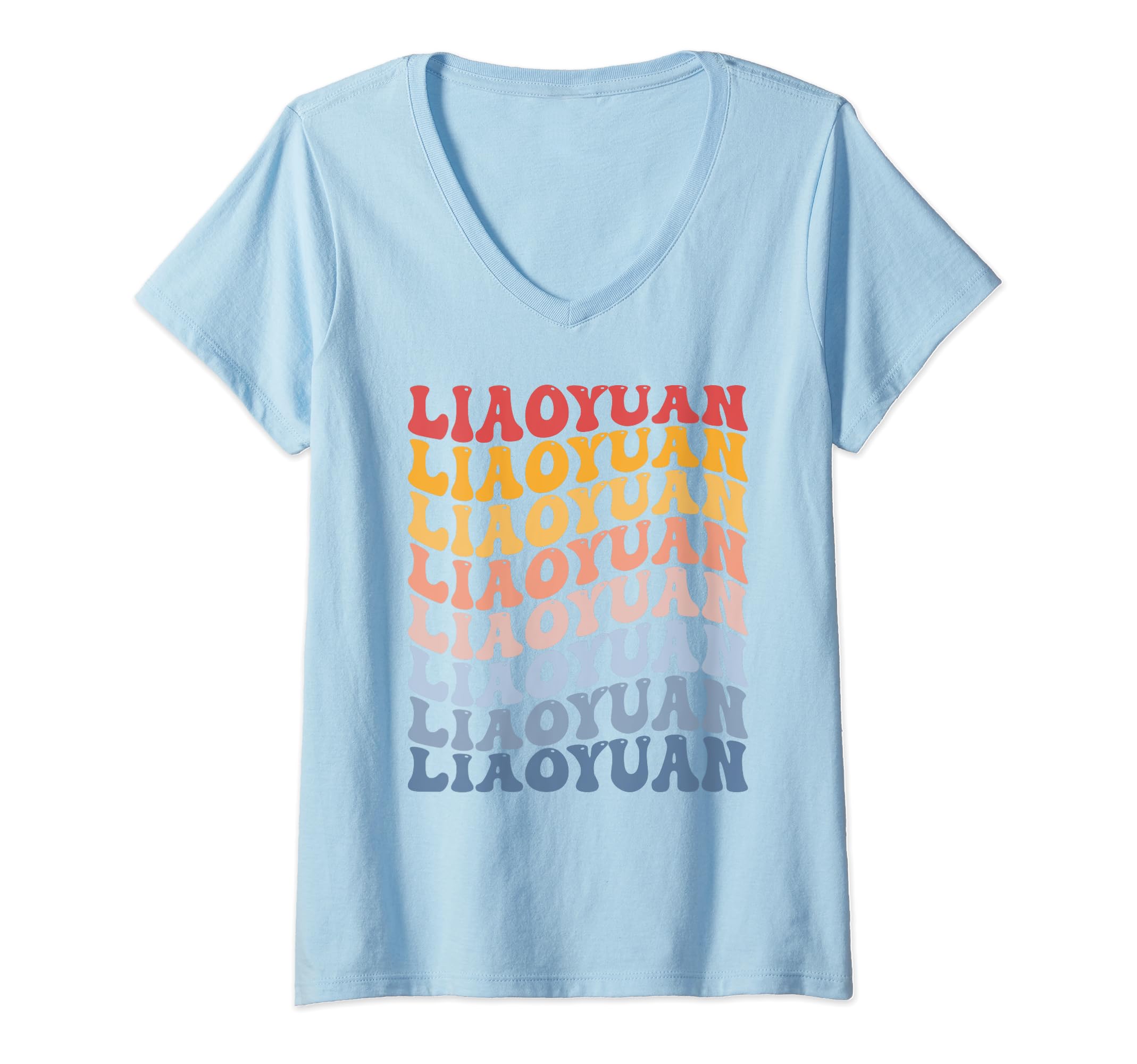 Liaoyuan City Groovy Retro V-Neck T-Shirt