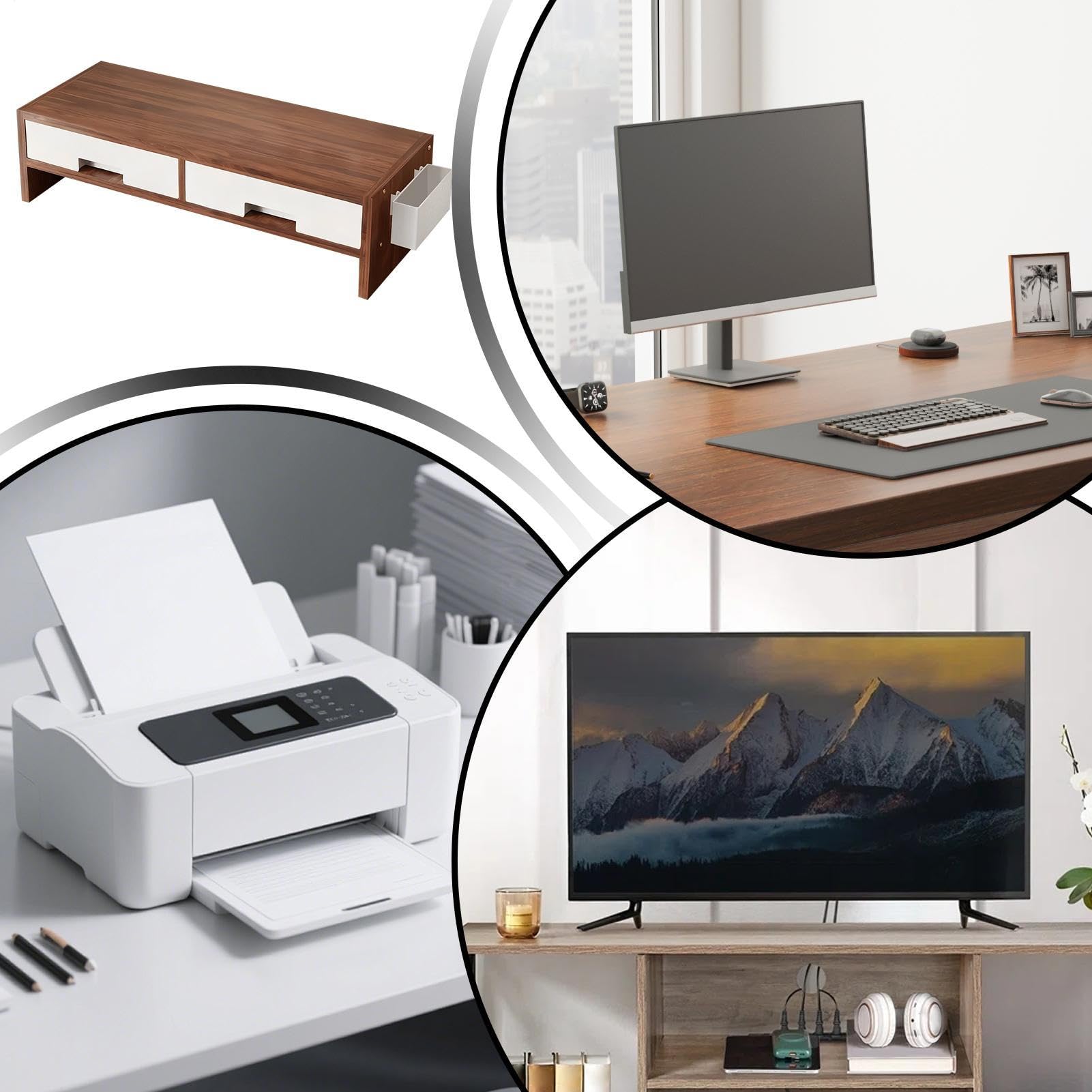 Base Per Alzare Il Monitor Organizzatore Ergonomico Con Doppio Cassetto | Supporto Per Alzare Il Monitor Da Scrivania Per Famiglia E Casa Uso Interno Studio Camera Da E Stanza