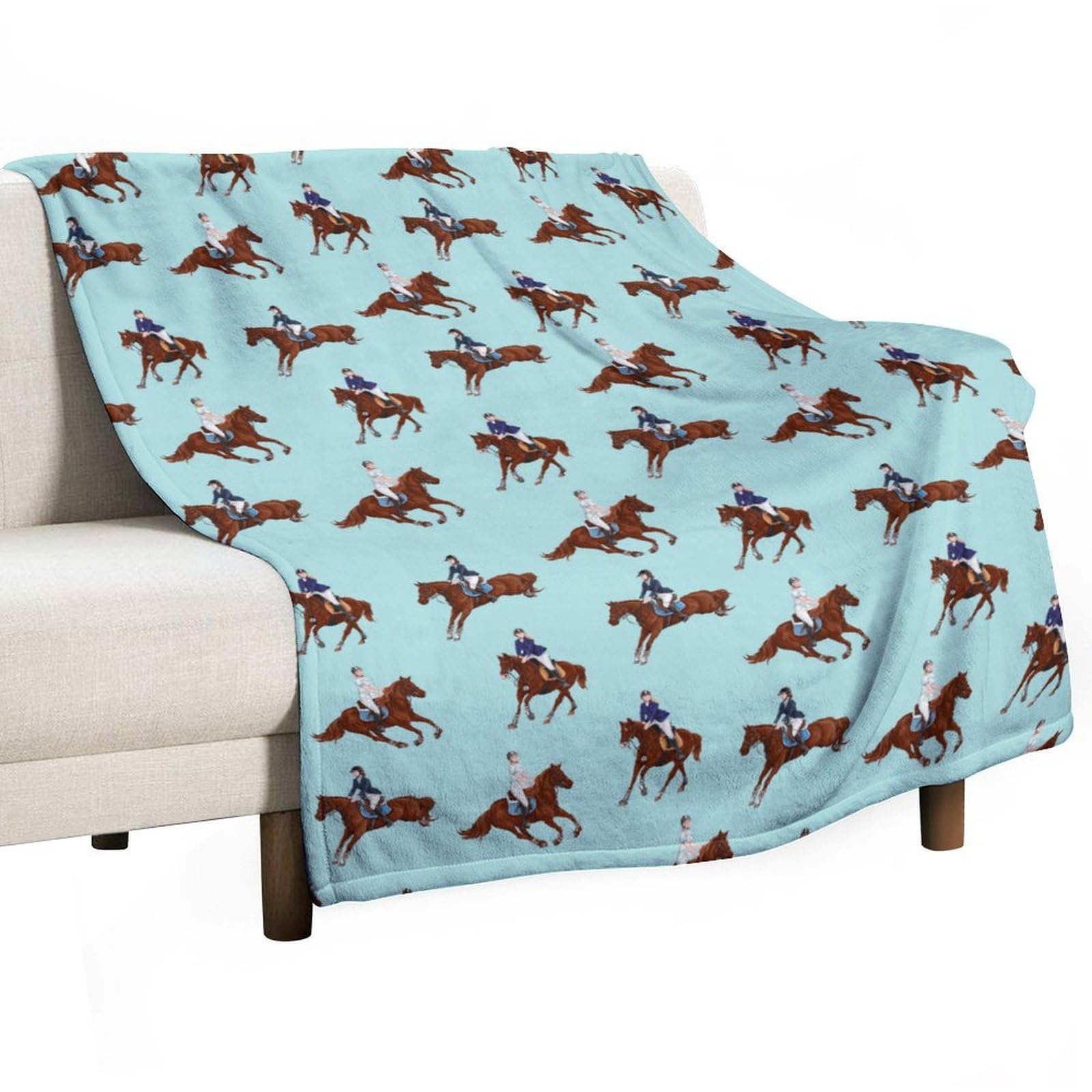 Cgsbngha Style Horse Racing Flannel Fleece Blanket Lightweight Soft Throw Blankets For Sofa Couch Bed Chair