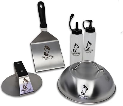 Sasquash Burger Press Kit, Smash Burger Set, Stainless Steel, 5 Piece