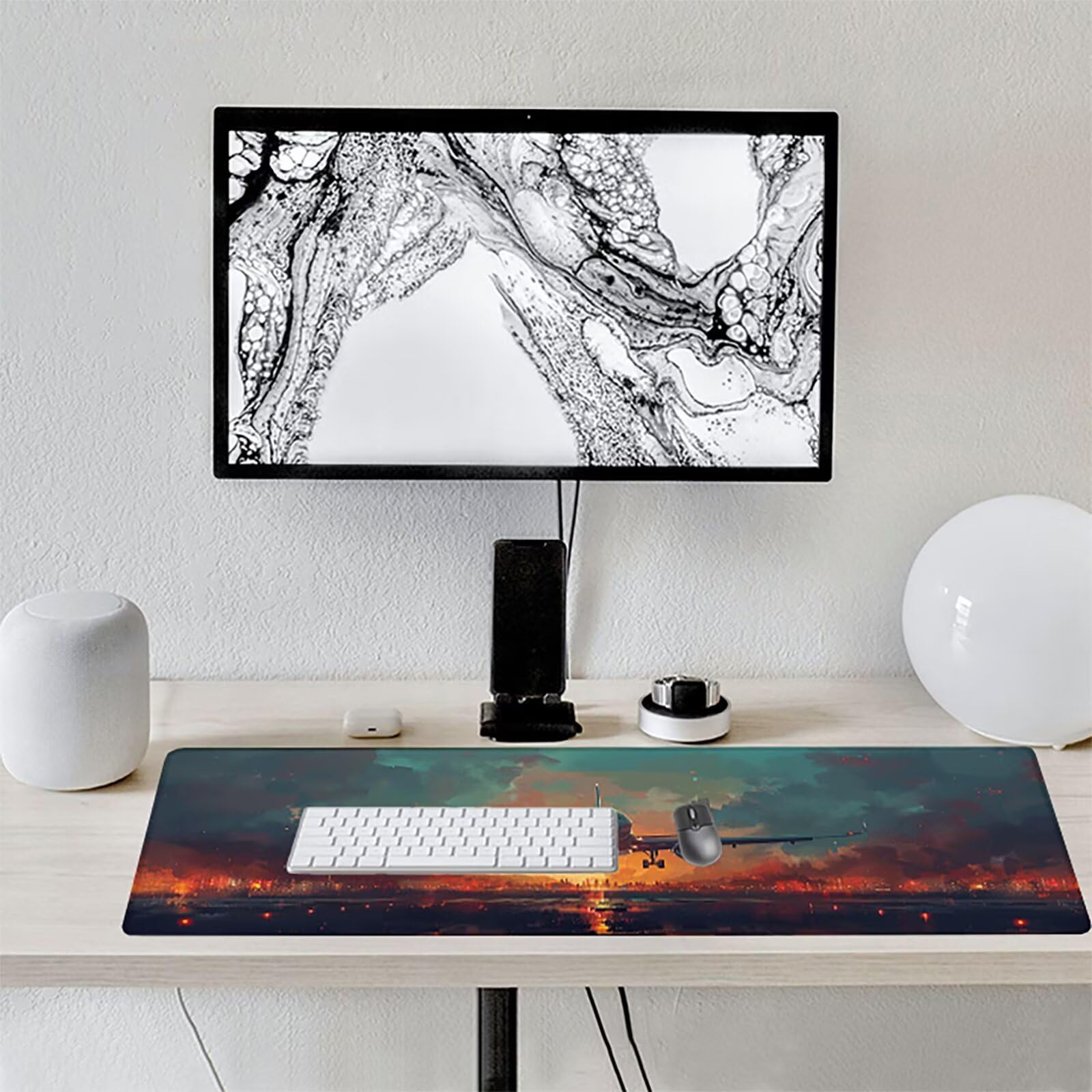 Aereo Tappetino Mouse XXL 1200x600x3mm Tappetino Mouse Giallo Gomma Antiscivolo Sottomano Scrivania, Migliora Precisione e Velocità Mouse Pad per Ufficio Gaming Accessori Scrivania, Regalo Uomo, 5-L
