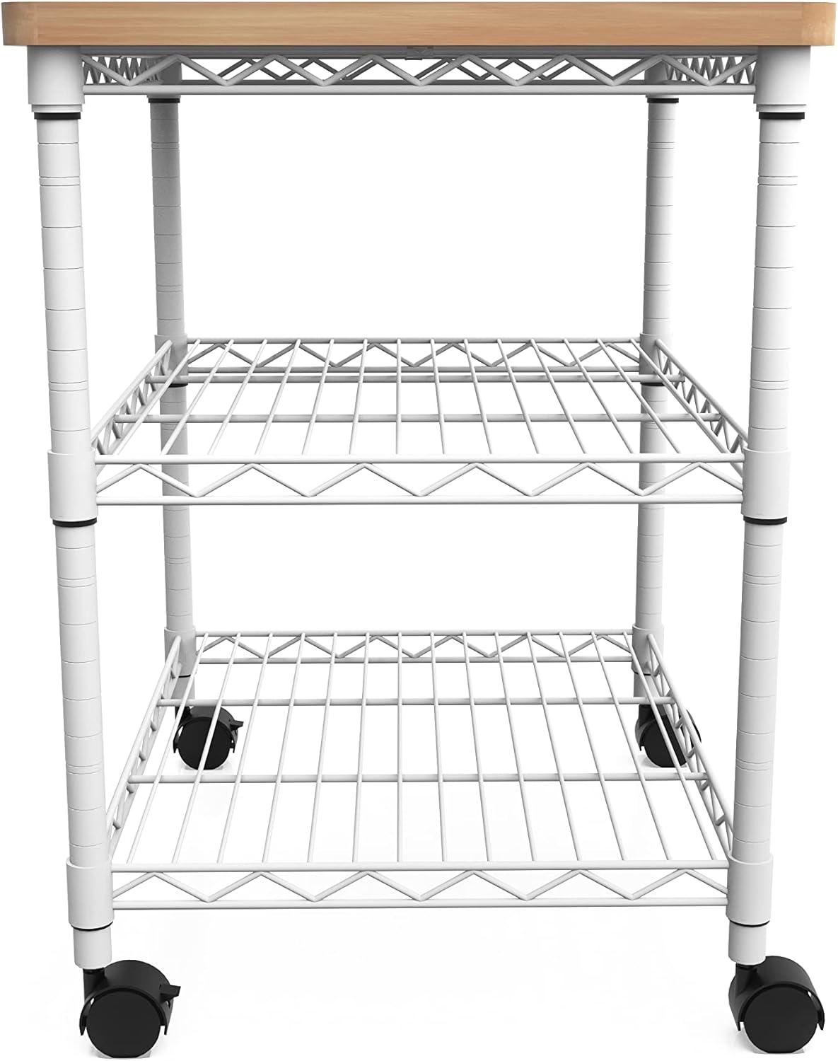 Safco Deskside Printer Stand, Printer Table for Home Office, Mobile Rolling Cart with Adjustable Shelves, White